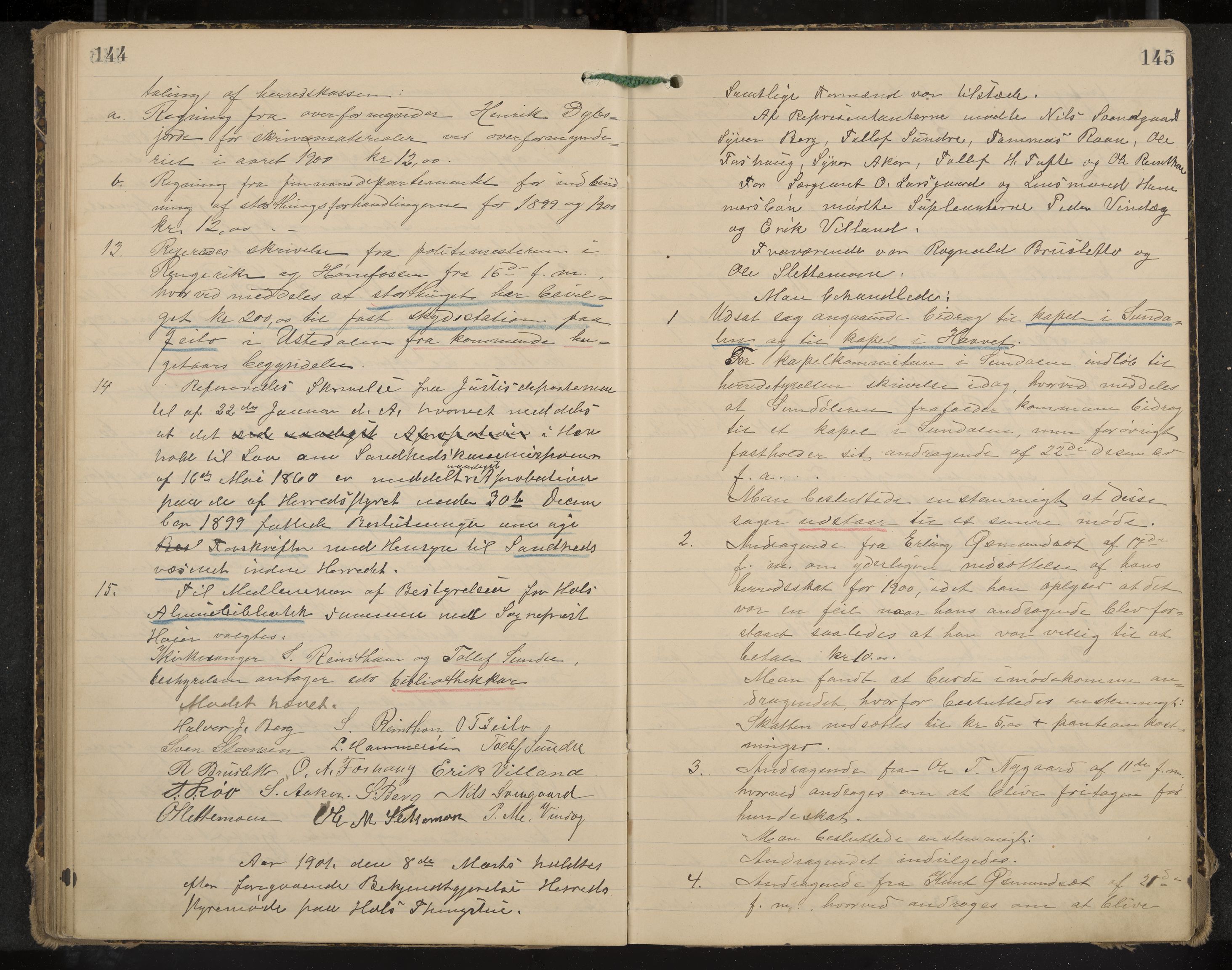 Hol formannskap og sentraladministrasjon, IKAK/0620021-1/A/L0003: Møtebok, 1897-1904, p. 144-145