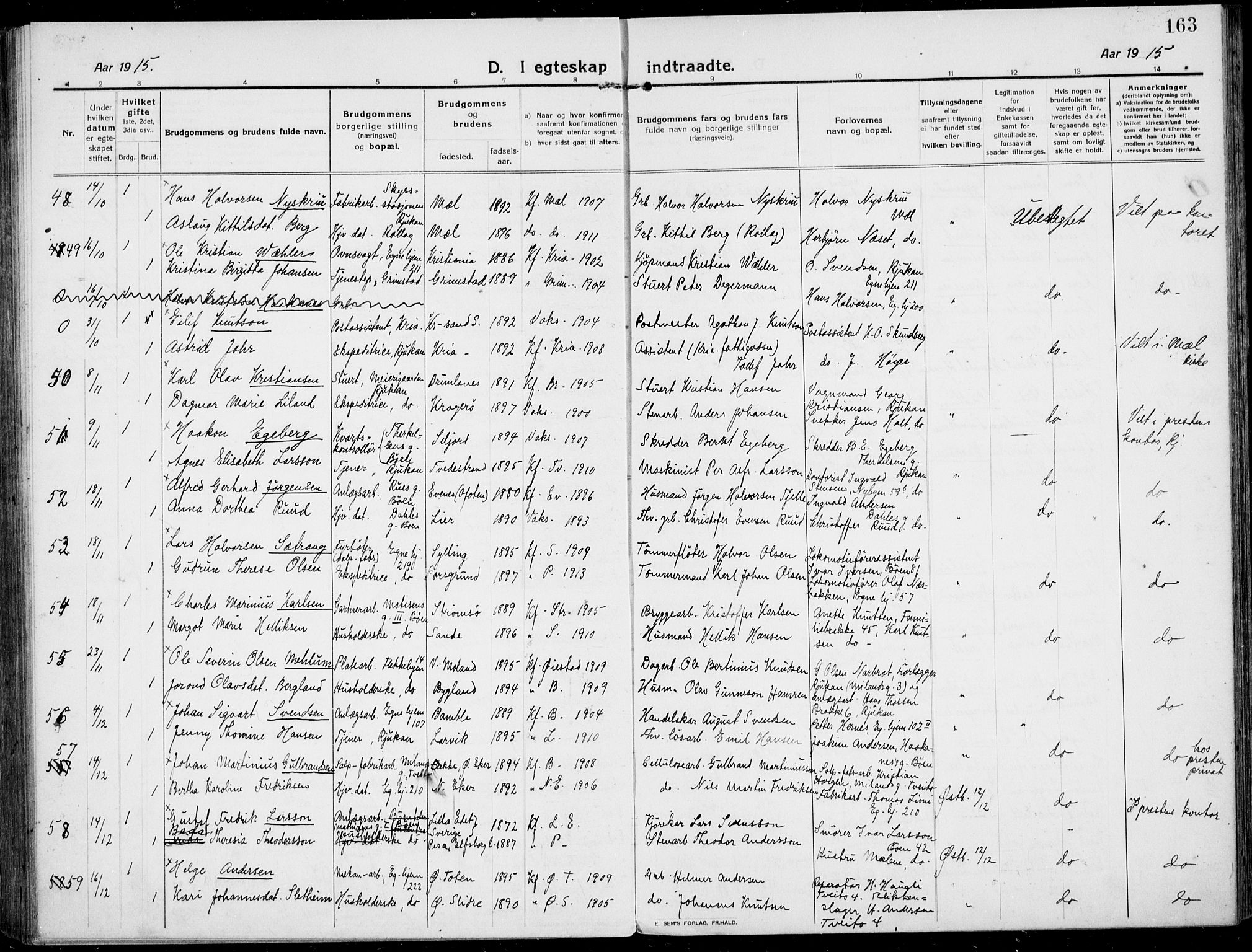 Rjukan kirkebøker, SAKO/A-294/F/Fa/L0002: Parish register (official) no. 2, 1912-1917, p. 163