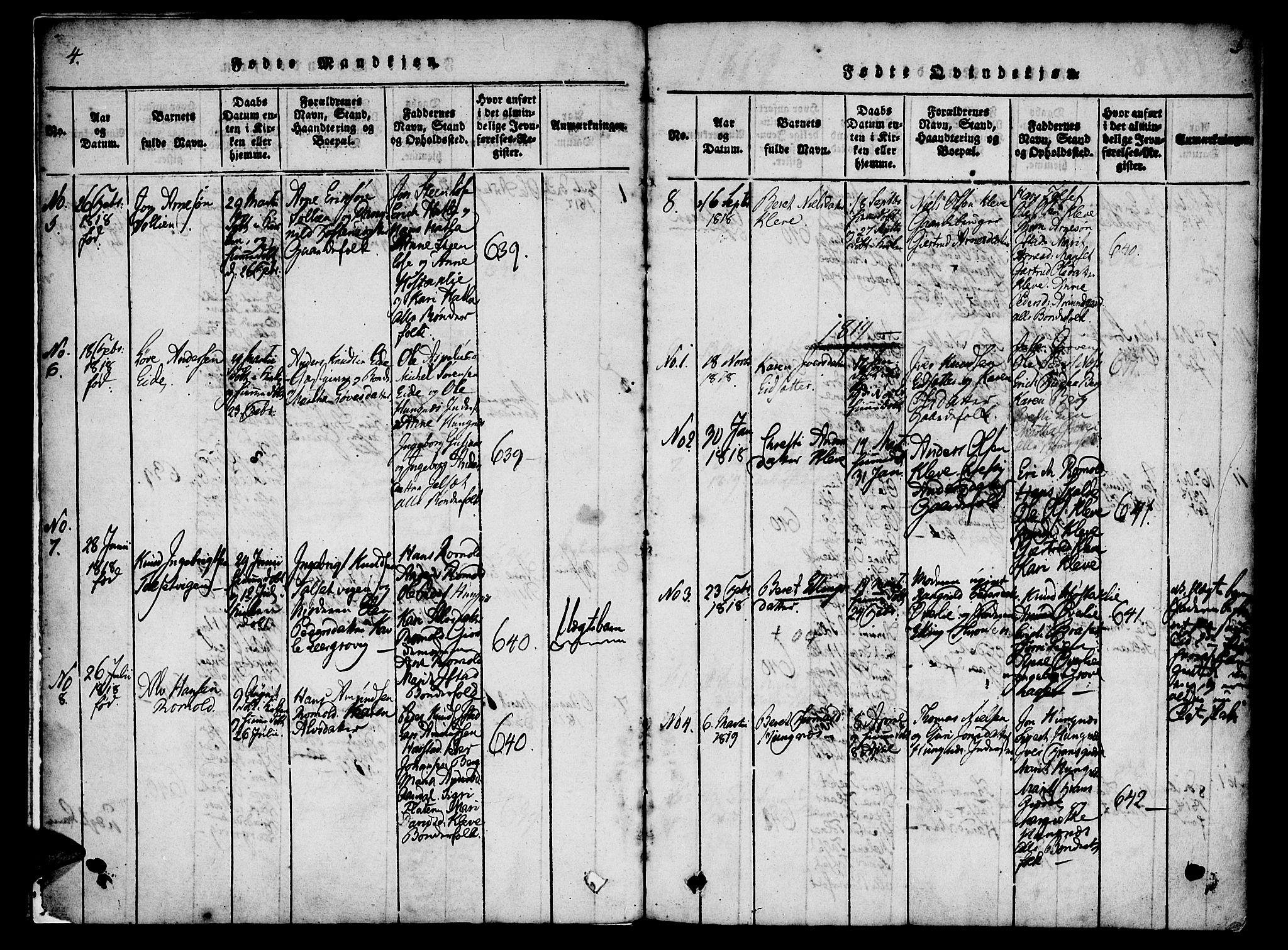 Ministerialprotokoller, klokkerbøker og fødselsregistre - Møre og Romsdal, AV/SAT-A-1454/557/L0679: Parish register (official) no. 557A01, 1818-1843, p. 4-5