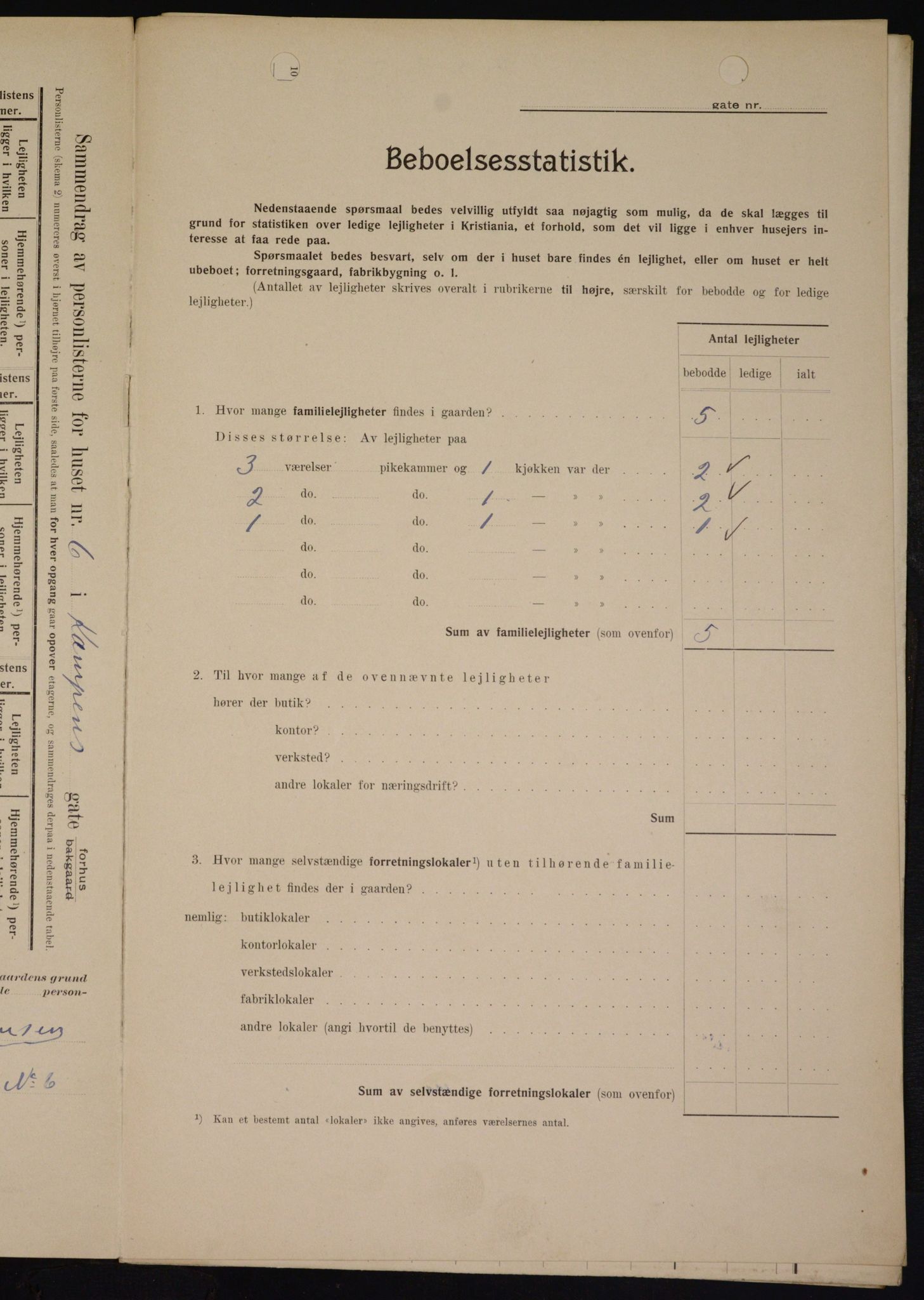 OBA, Municipal Census 1909 for Kristiania, 1909, p. 43596