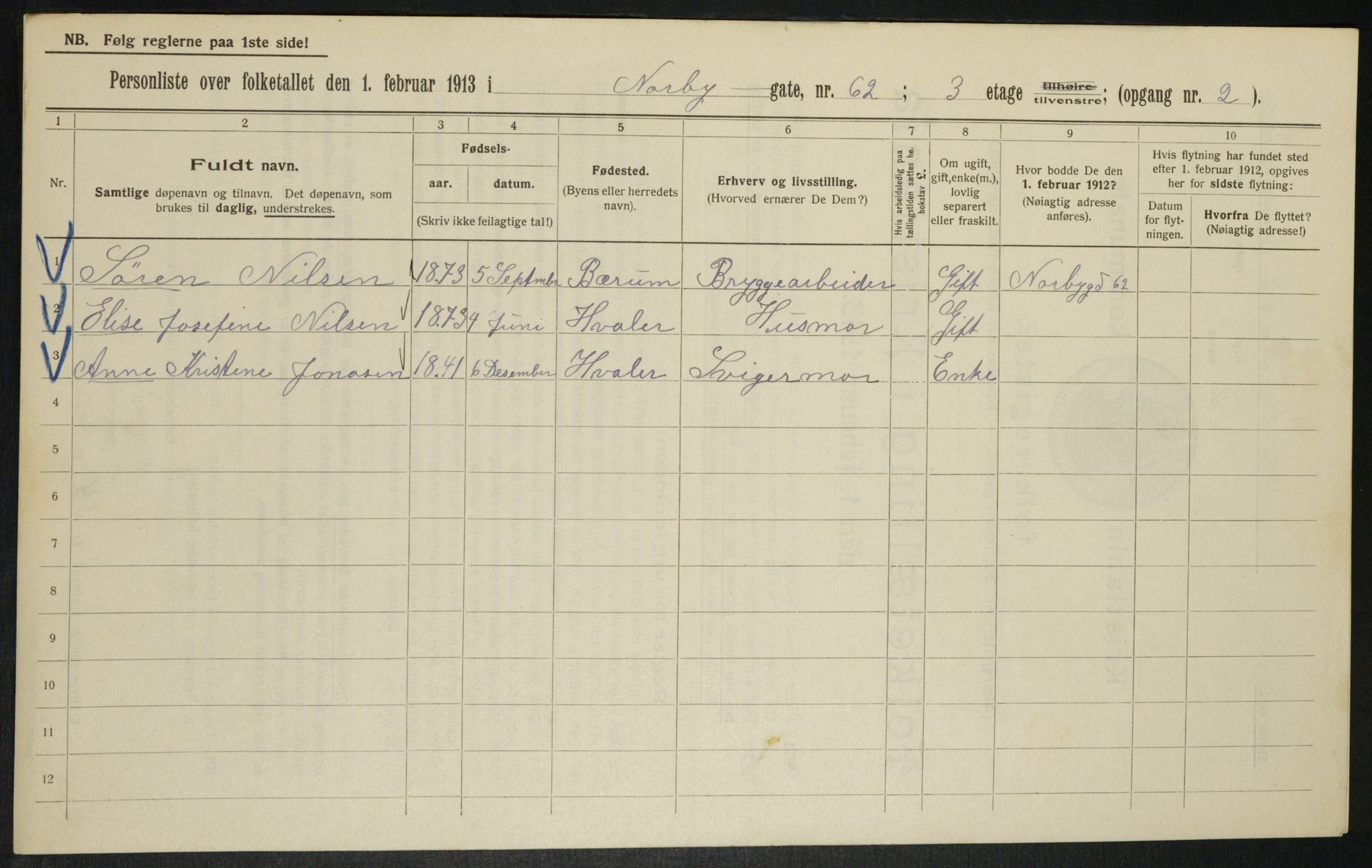 OBA, Municipal Census 1913 for Kristiania, 1913, p. 72189