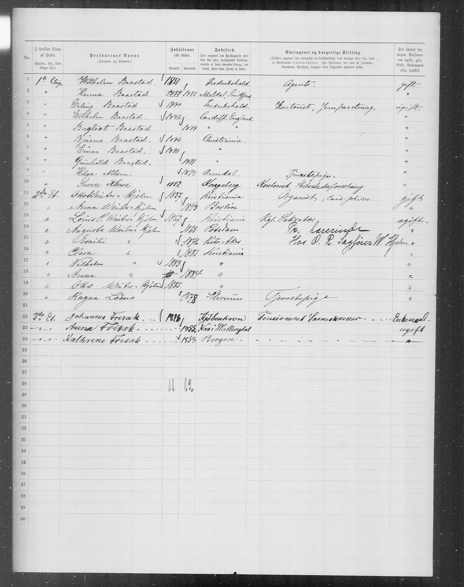 OBA, Municipal Census 1899 for Kristiania, 1899, p. 7709