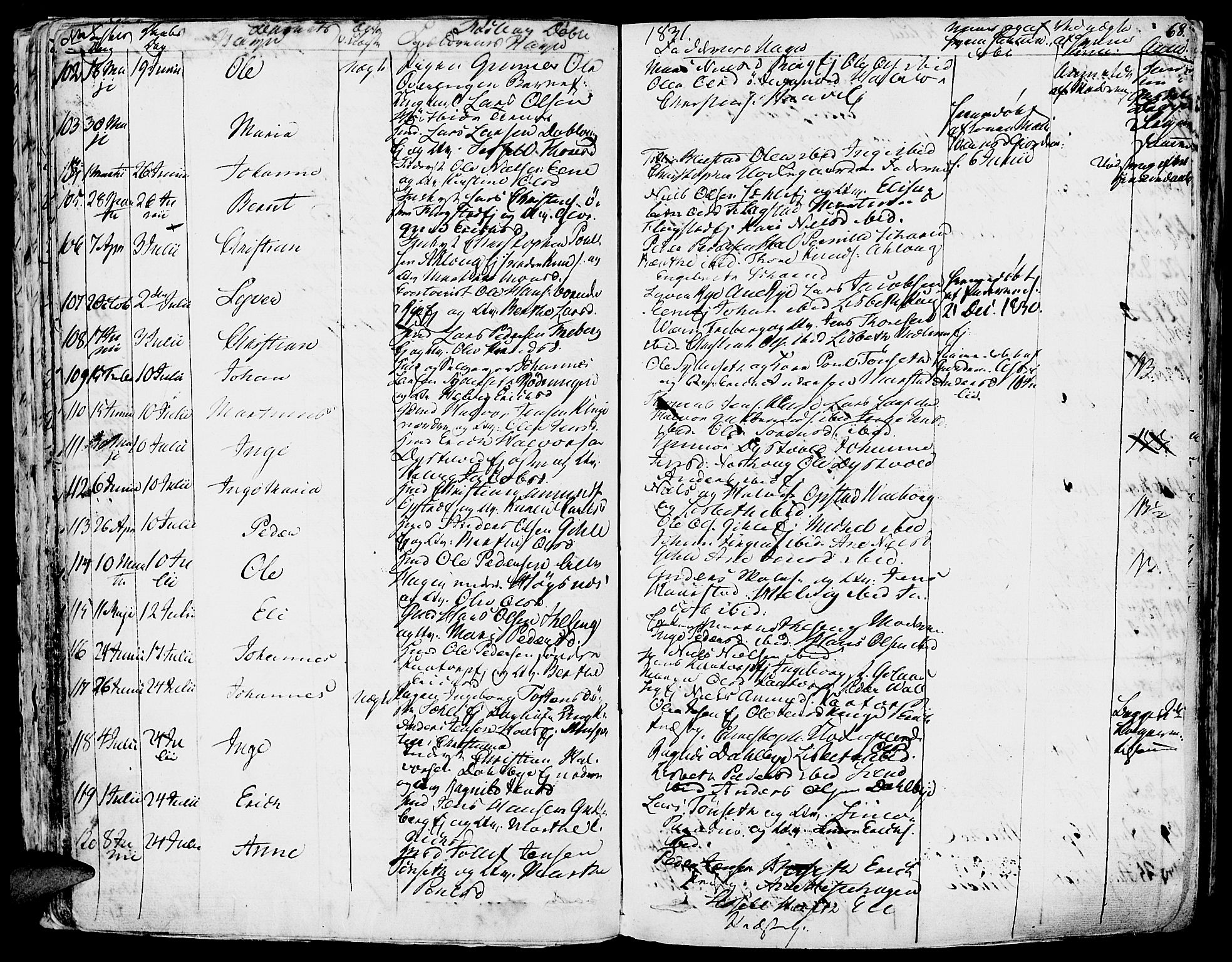 Vang prestekontor, Hedmark, AV/SAH-PREST-008/H/Ha/Haa/L0009: Parish register (official) no. 9, 1826-1841, p. 68