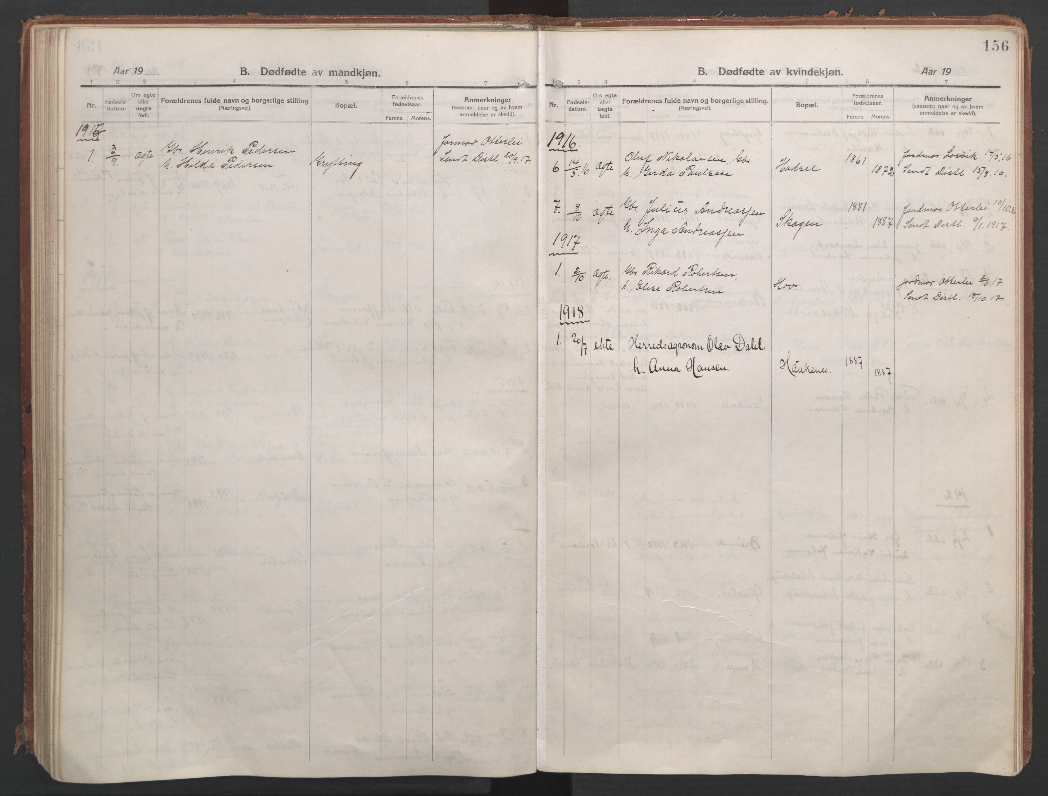 Ministerialprotokoller, klokkerbøker og fødselsregistre - Nordland, AV/SAT-A-1459/888/L1250: Parish register (official) no. 888A16, 1913-1925, p. 156