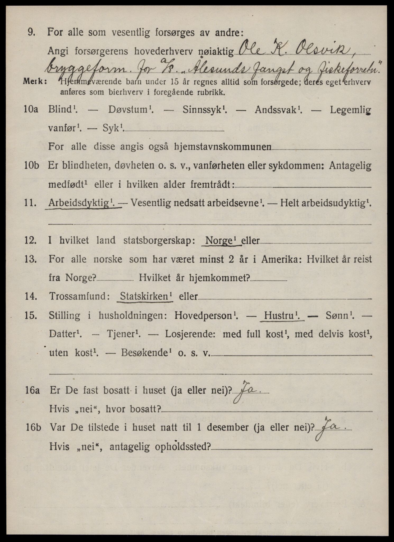 SAT, 1920 census for Borgund, 1920, p. 9327