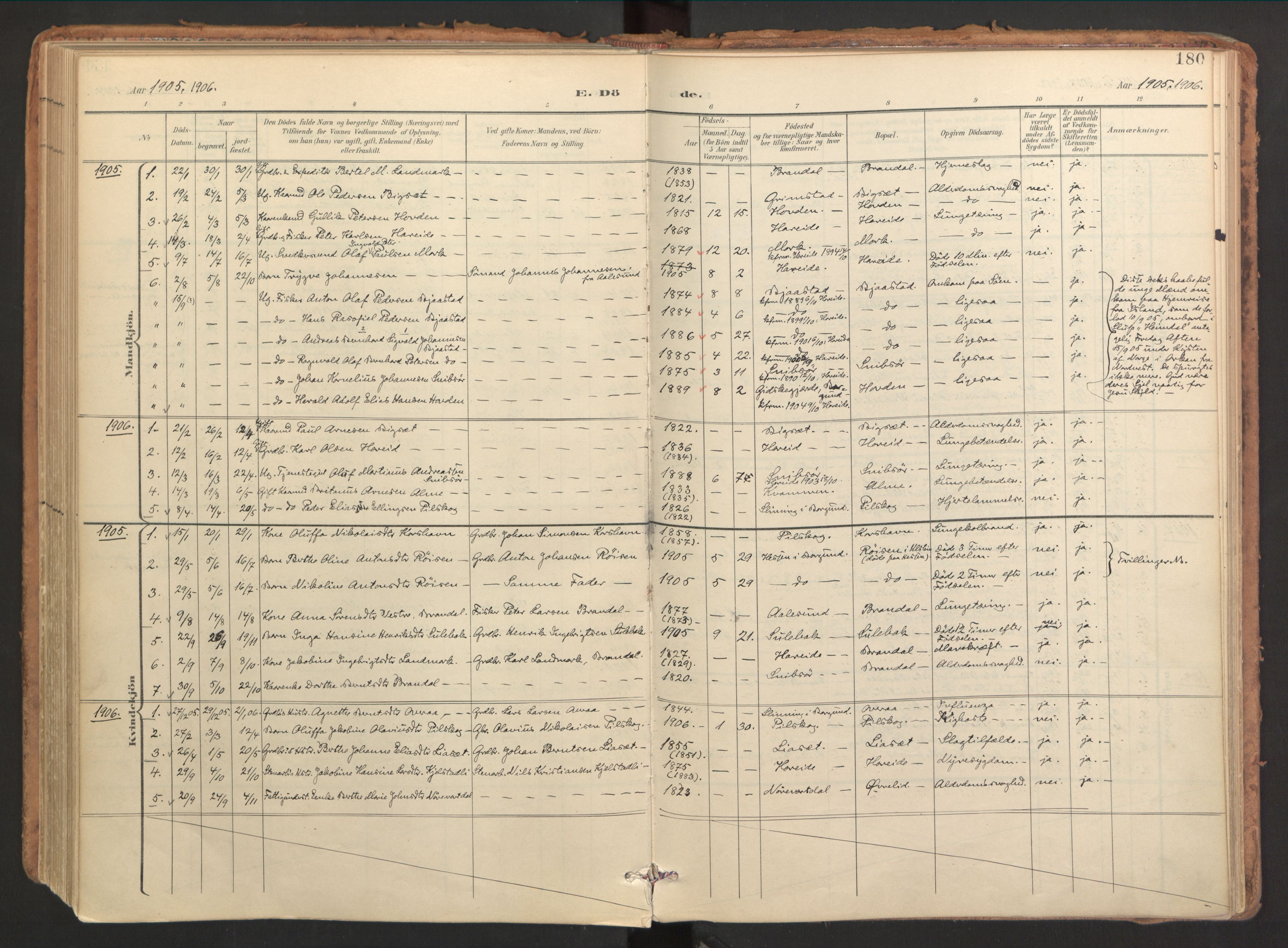 Ministerialprotokoller, klokkerbøker og fødselsregistre - Møre og Romsdal, SAT/A-1454/510/L0123: Parish register (official) no. 510A03, 1898-1922, p. 180
