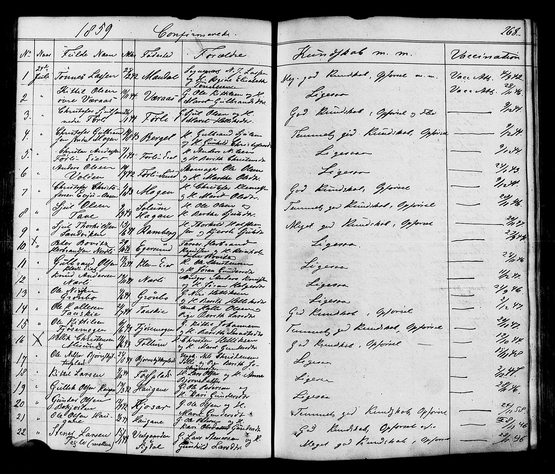Flesberg kirkebøker, SAKO/A-18/F/Fa/L0006: Parish register (official) no. I 6, 1834-1860, p. 268