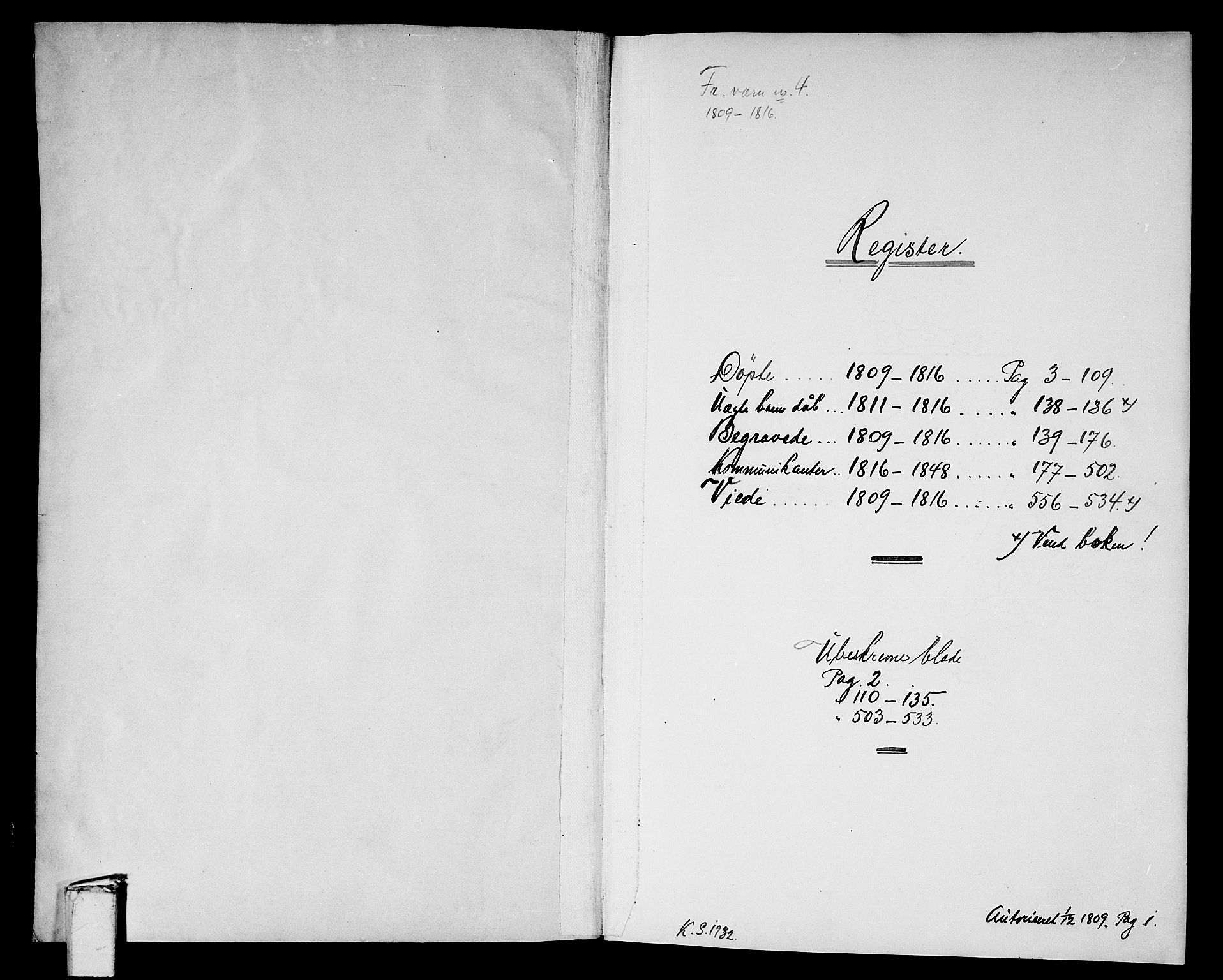 Stavern kirkebøker, AV/SAKO-A-318/F/Fa/L0004: Parish register (official) no. 4, 1809-1816