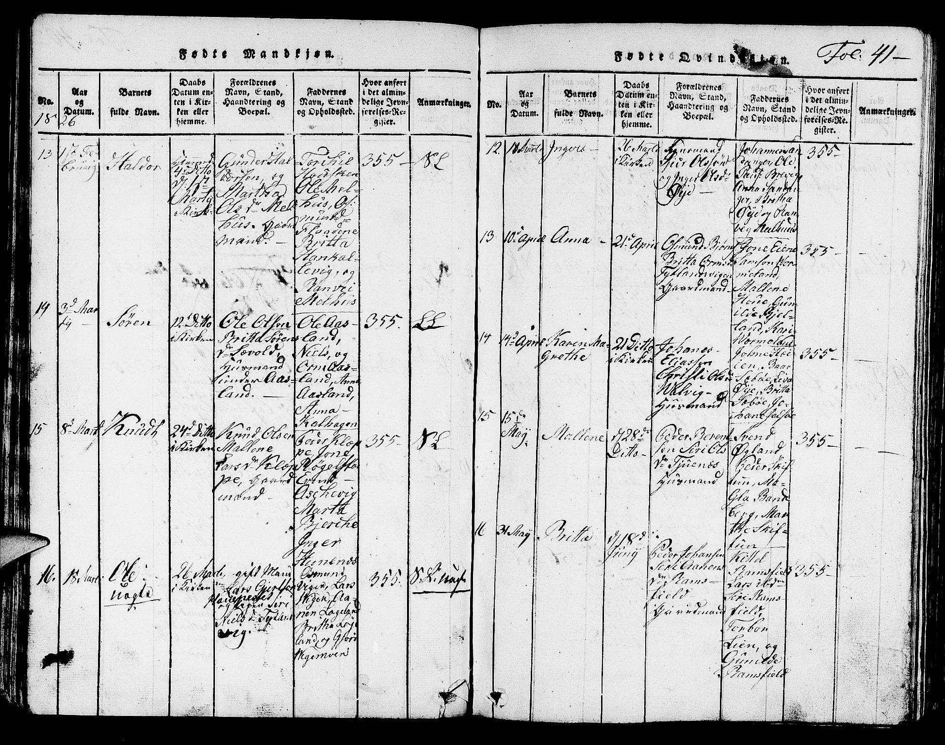 Hjelmeland sokneprestkontor, AV/SAST-A-101843/01/V/L0001: Parish register (copy) no. B 1, 1816-1841, p. 41