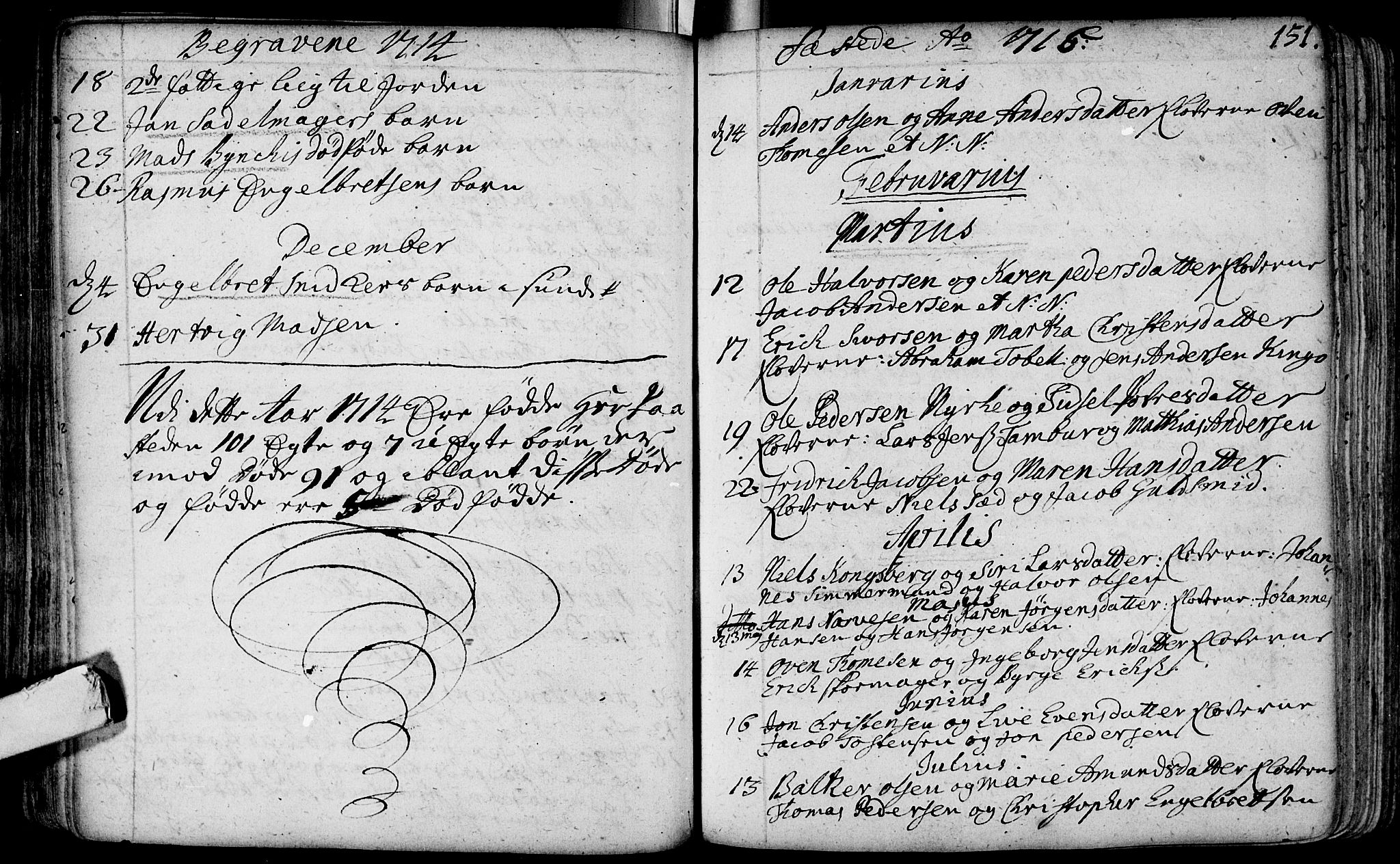 Bragernes kirkebøker, AV/SAKO-A-6/F/Fa/L0003: Parish register (official) no. I 3, 1706-1734, p. 151