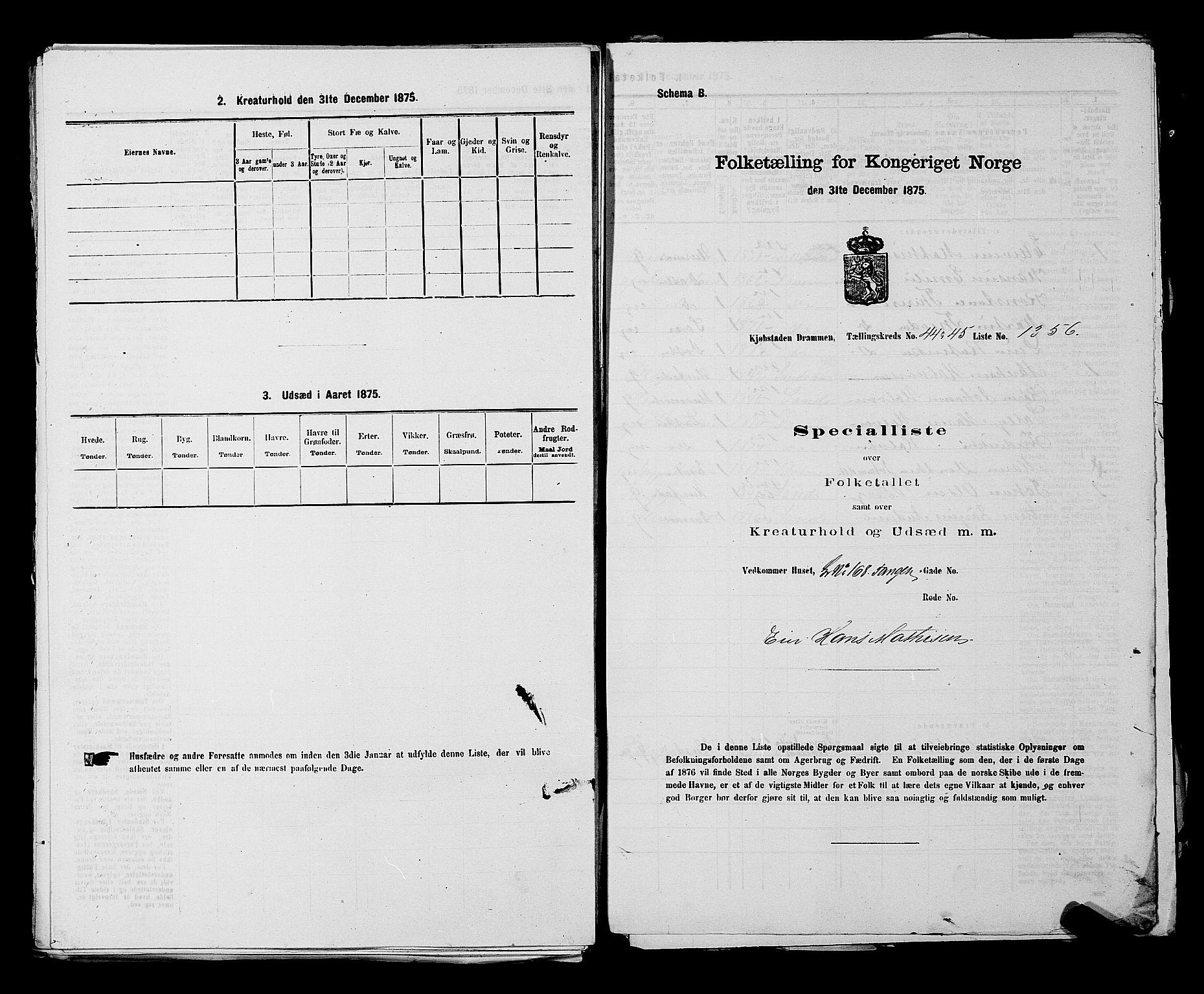 SAKO, 1875 census for 0602 Drammen, 1875, p. 3671