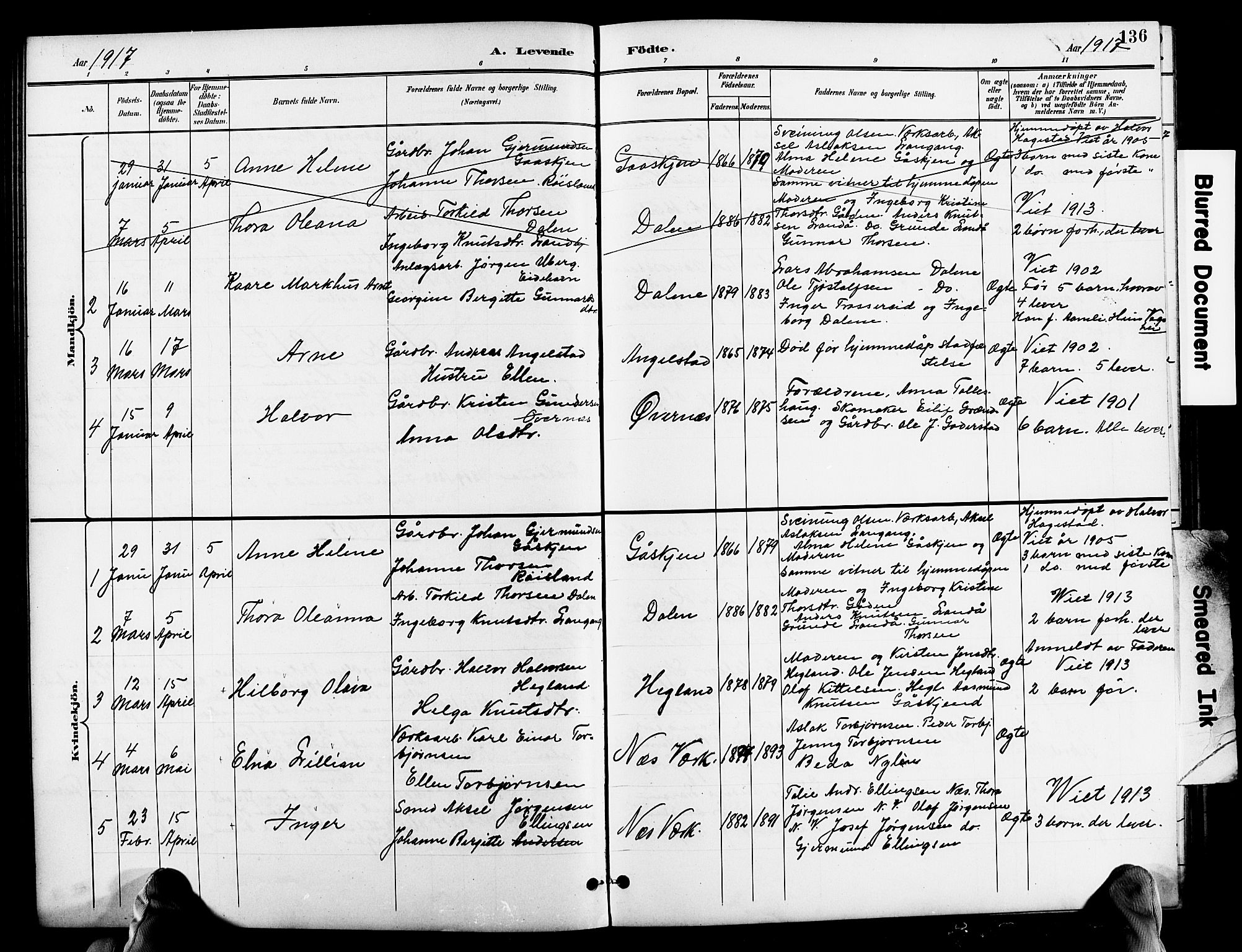 Holt sokneprestkontor, SAK/1111-0021/F/Fb/L0011: Parish register (copy) no. B 11, 1897-1921, p. 136