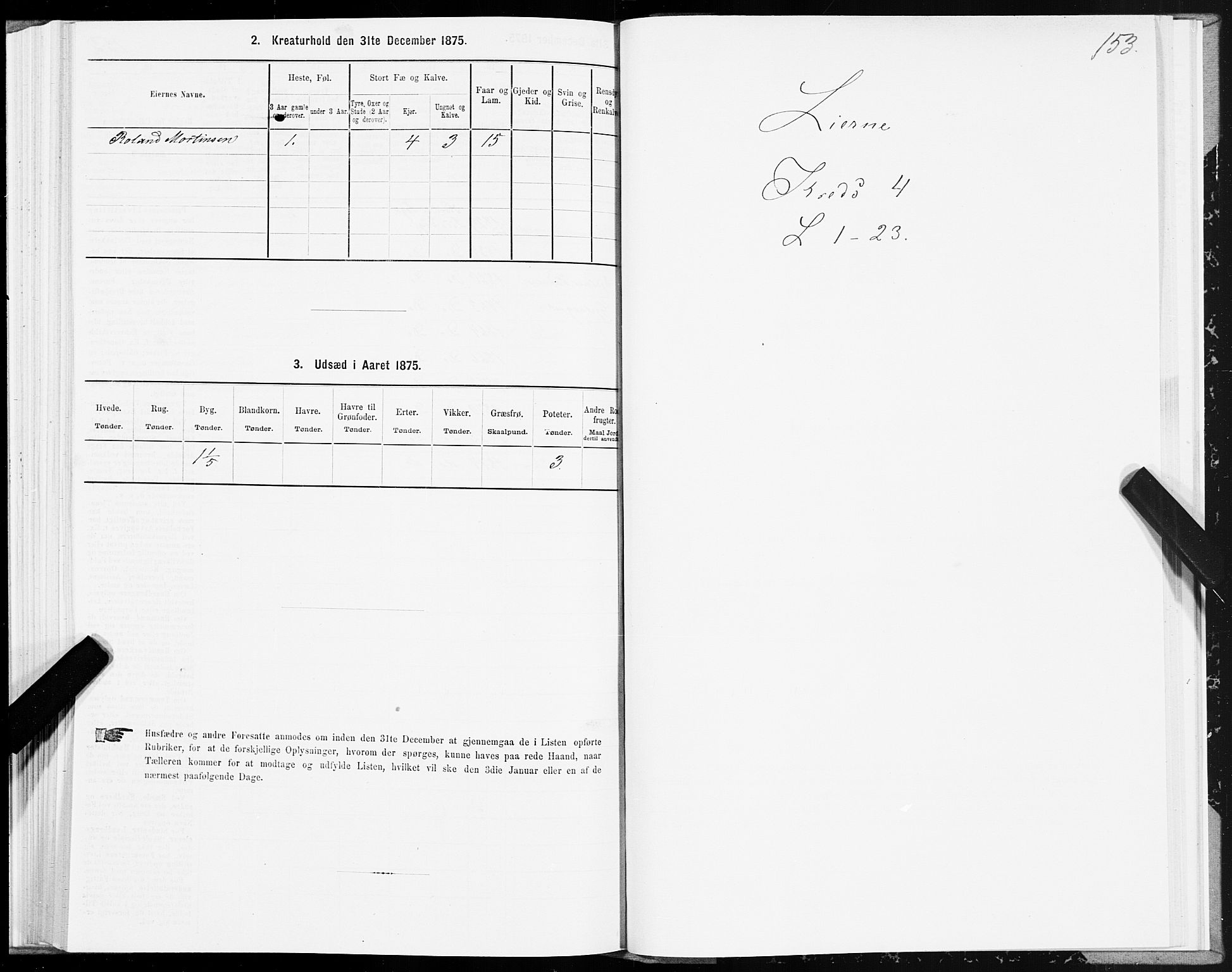 SAT, 1875 census for 1737P Lierne, 1875, p. 1153