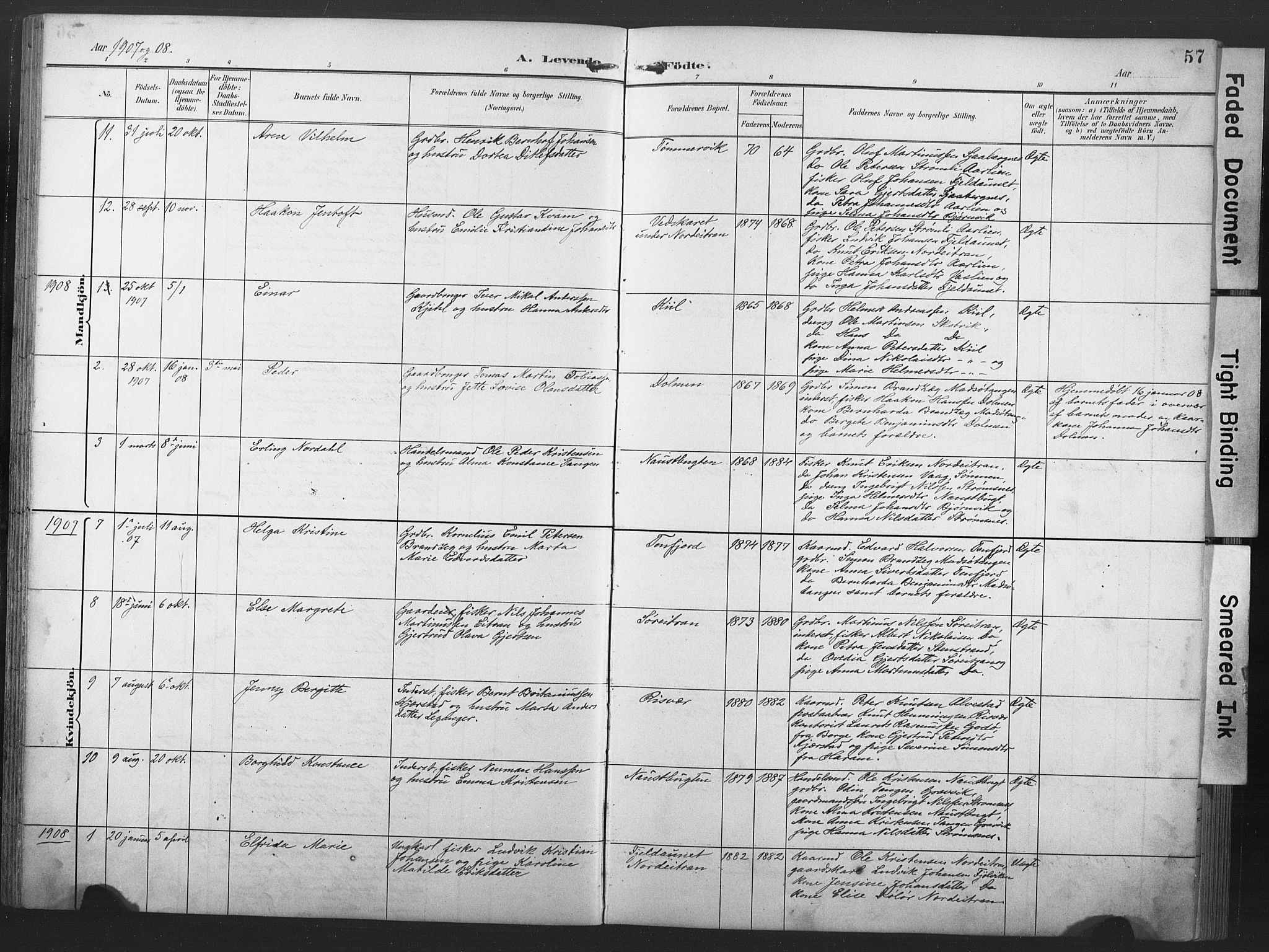 Ministerialprotokoller, klokkerbøker og fødselsregistre - Nord-Trøndelag, SAT/A-1458/789/L0706: Parish register (copy) no. 789C01, 1888-1931, p. 57