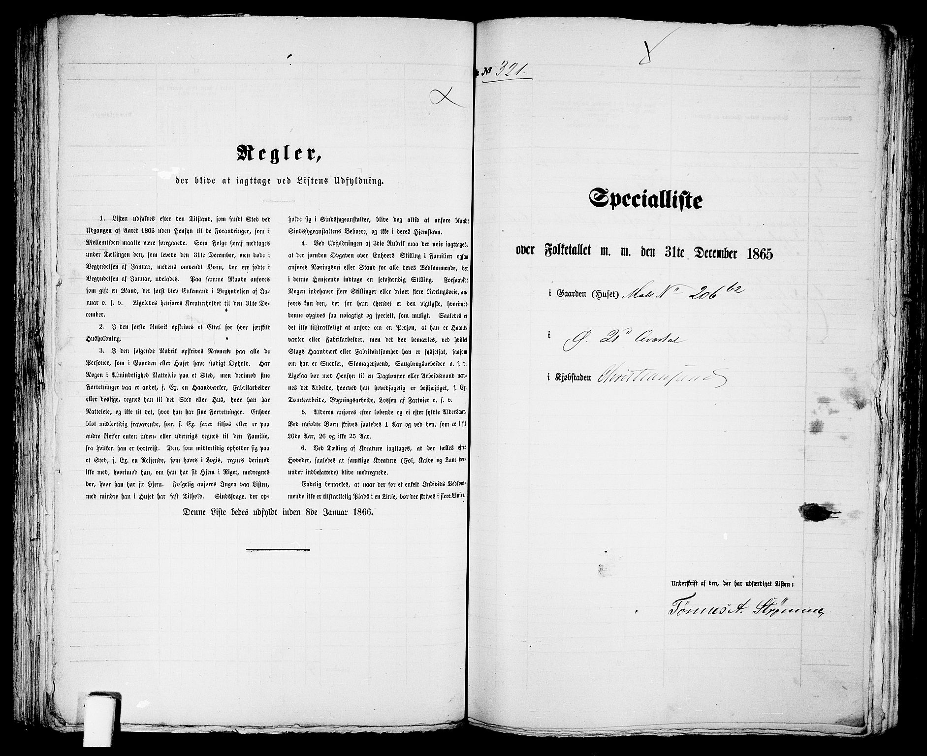 RA, 1865 census for Kristiansand, 1865, p. 664