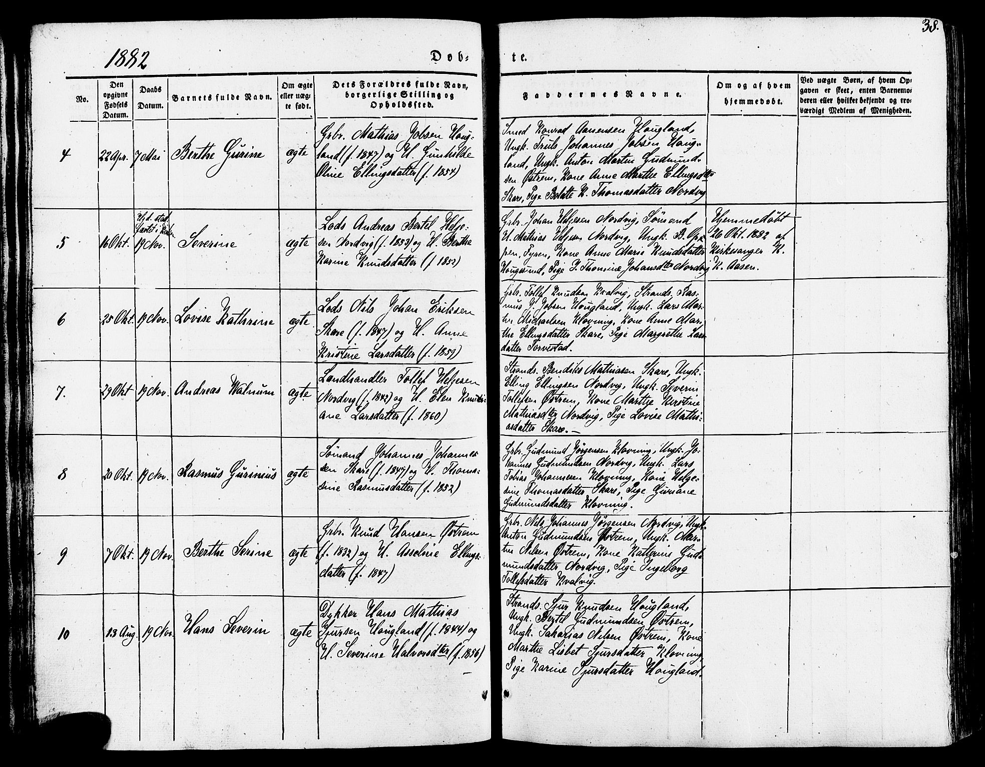Torvastad sokneprestkontor, SAST/A -101857/H/Ha/Haa/L0007: Parish register (official) no. A 7, 1838-1882, p. 38