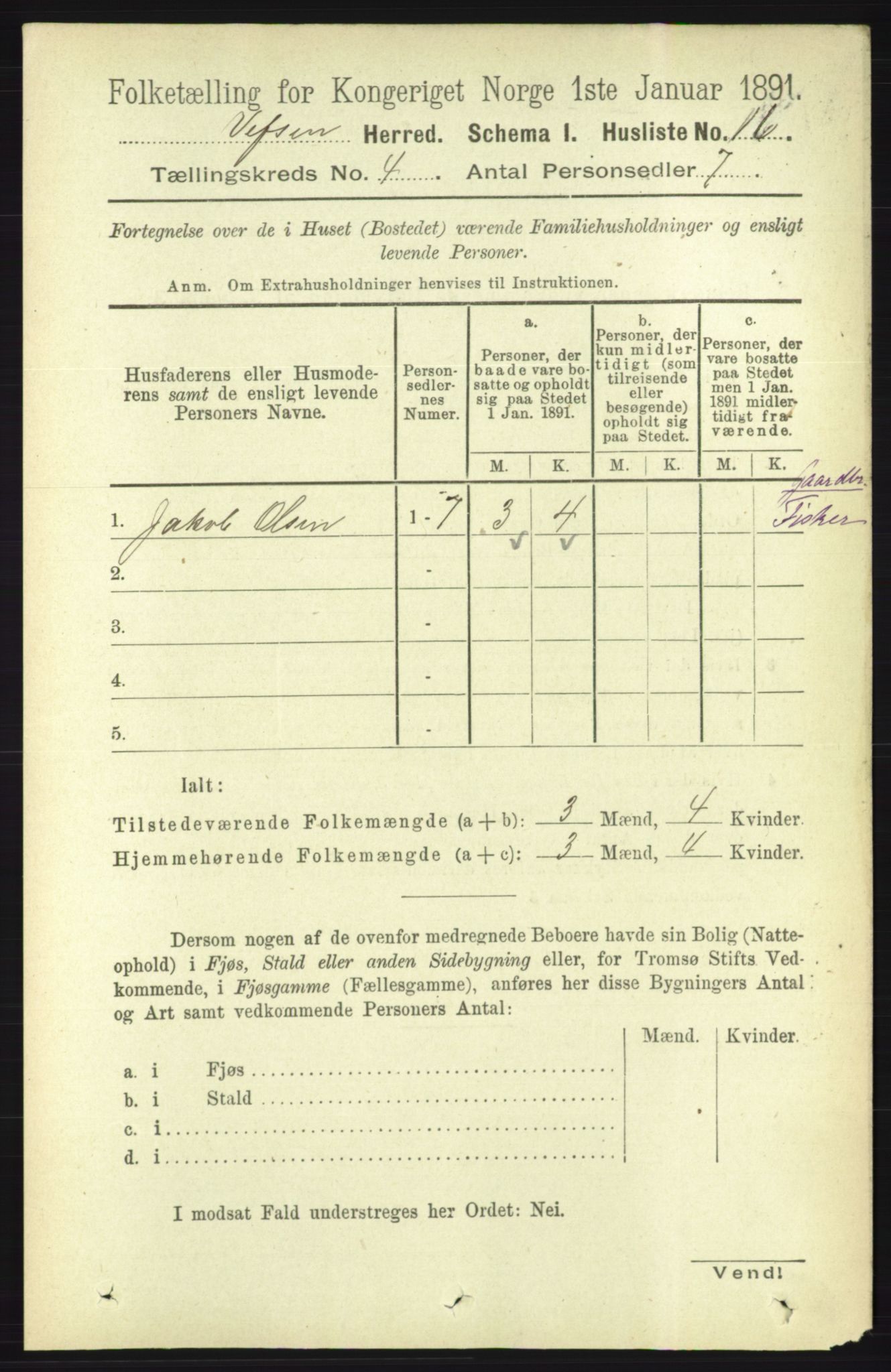 RA, 1891 census for 1824 Vefsn, 1891, p. 1578
