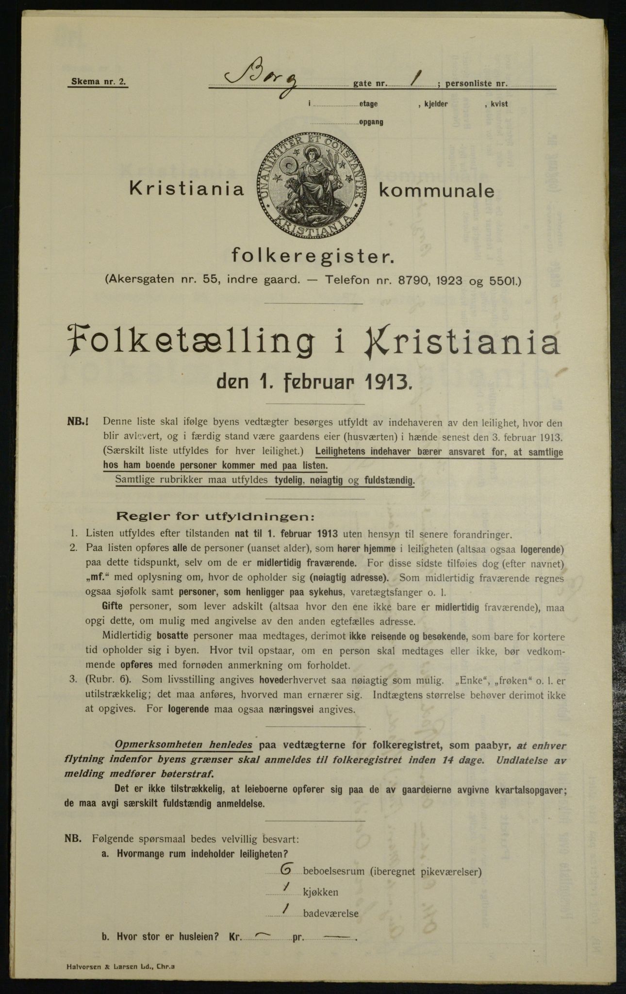 OBA, Municipal Census 1913 for Kristiania, 1913, p. 7580