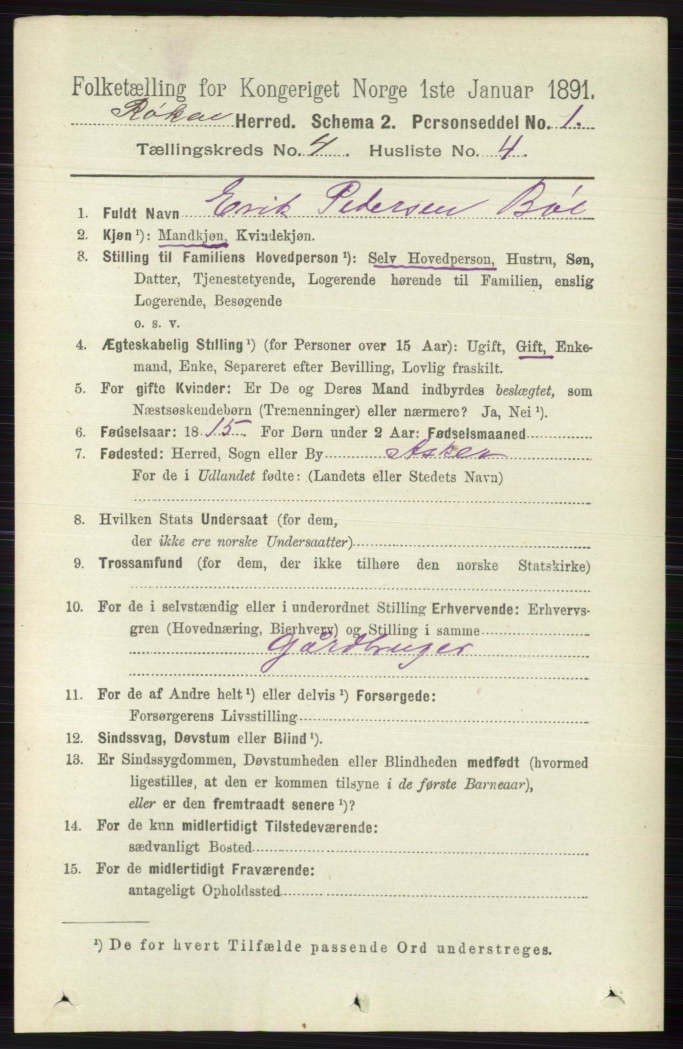 RA, 1891 census for 0627 Røyken, 1891, p. 1877