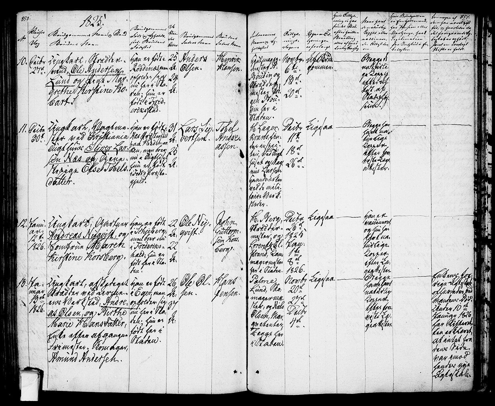 Oslo domkirke Kirkebøker, SAO/A-10752/F/Fa/L0010: Parish register (official) no. 10, 1824-1830, p. 850-851