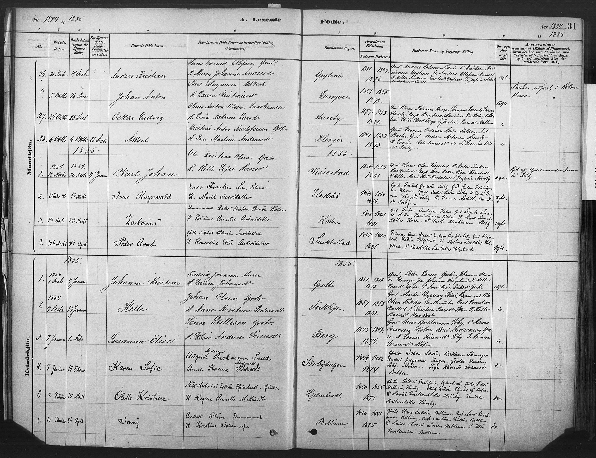 Våle kirkebøker, SAKO/A-334/F/Fa/L0011: Parish register (official) no. I 11, 1878-1906, p. 31