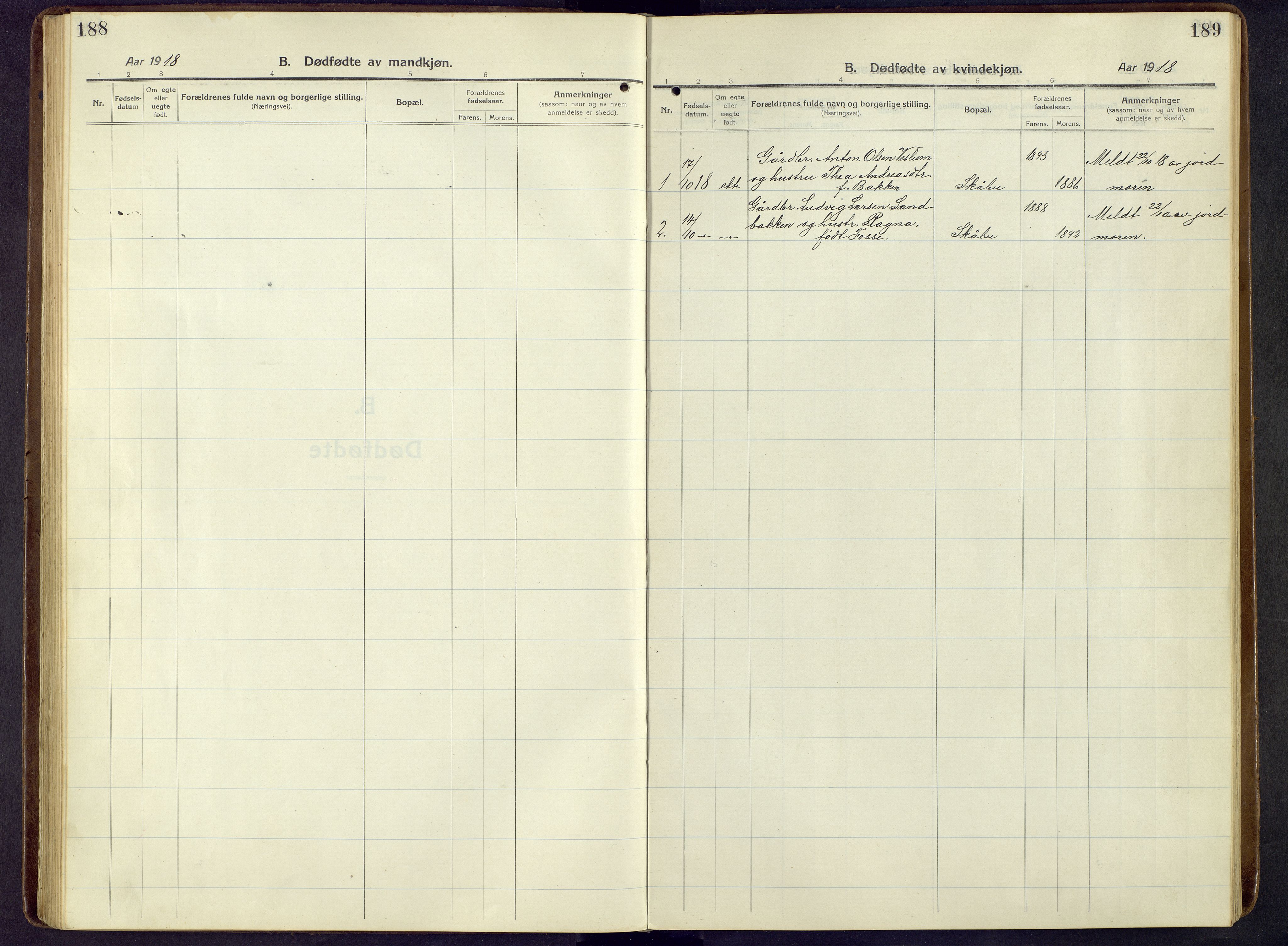 Nord-Fron prestekontor, SAH/PREST-080/H/Ha/Hab/L0009: Parish register (copy) no. 9, 1915-1958, p. 188-189