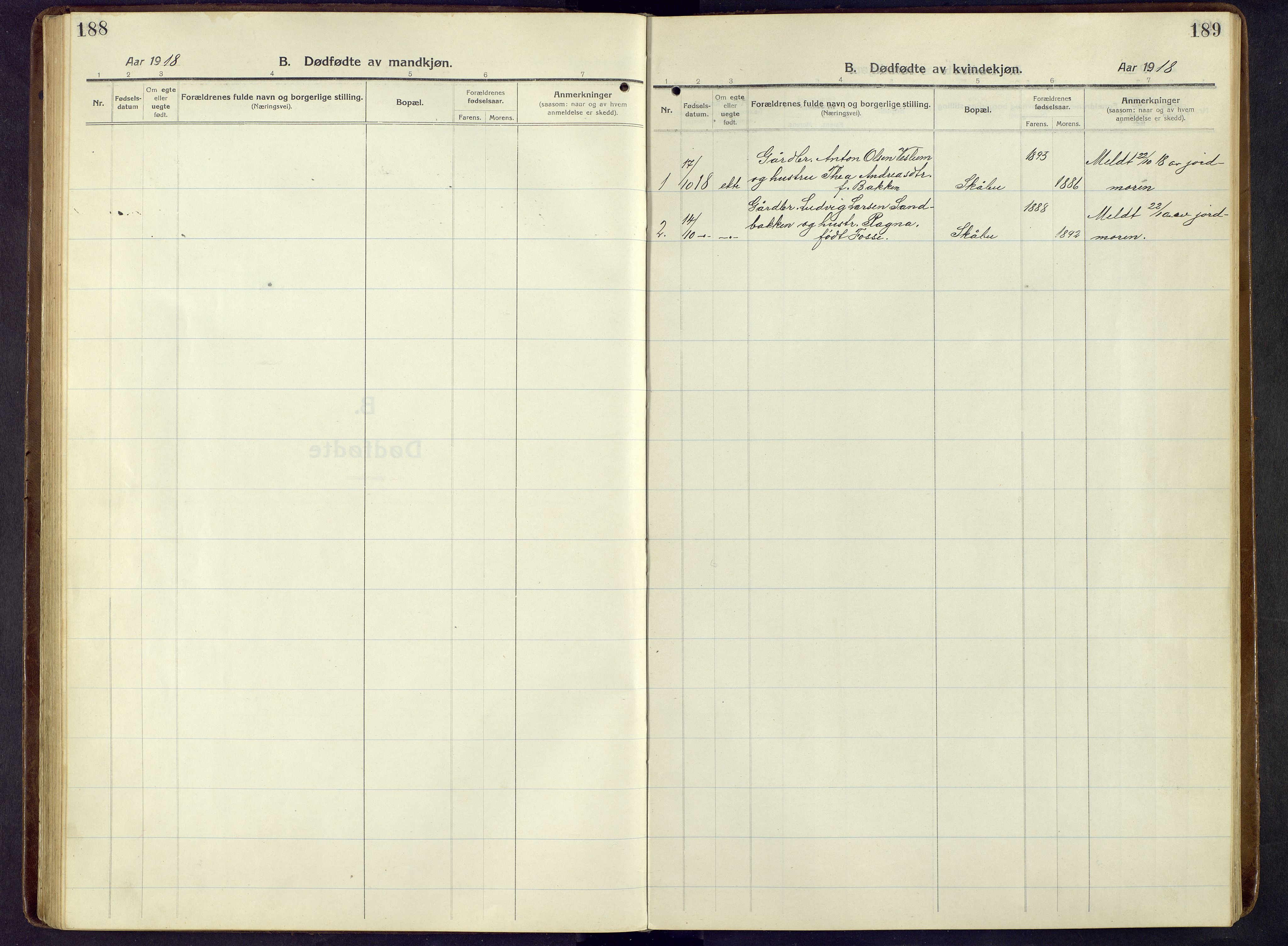 Nord-Fron prestekontor, AV/SAH-PREST-080/H/Ha/Hab/L0009: Parish register (copy) no. 9, 1915-1958, p. 188-189