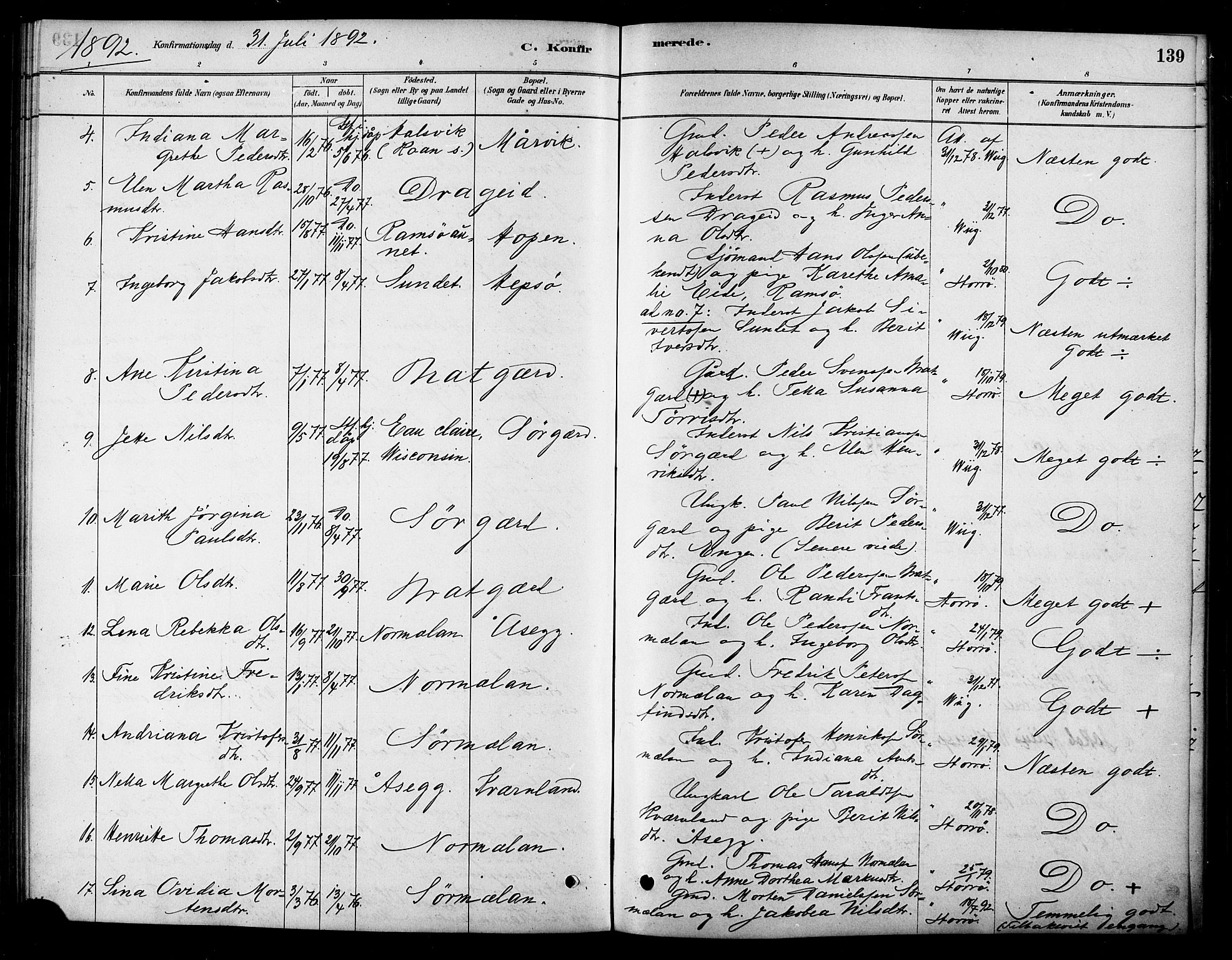 Ministerialprotokoller, klokkerbøker og fødselsregistre - Sør-Trøndelag, SAT/A-1456/658/L0722: Parish register (official) no. 658A01, 1879-1896, p. 139