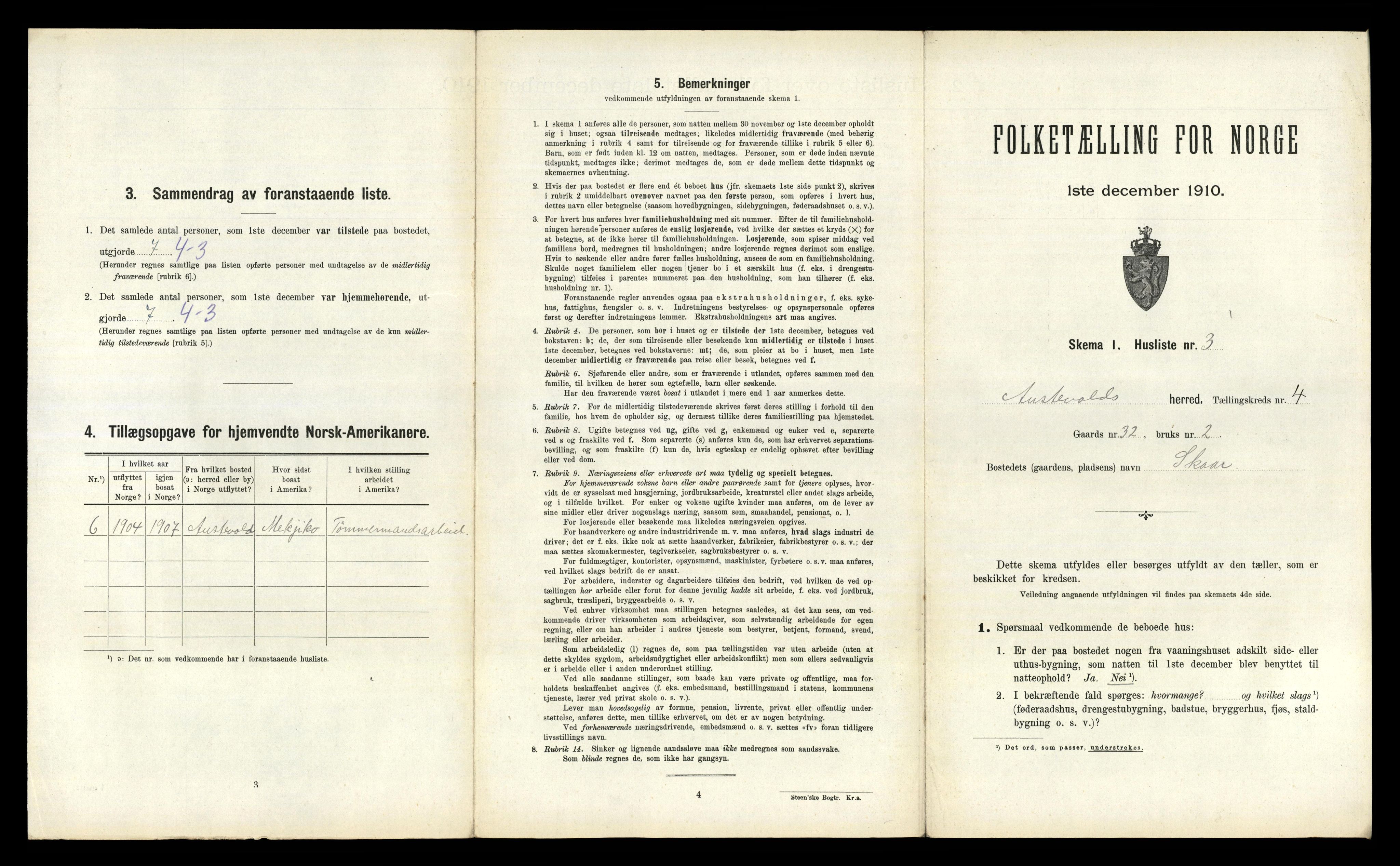 RA, 1910 census for Austevoll, 1910, p. 378