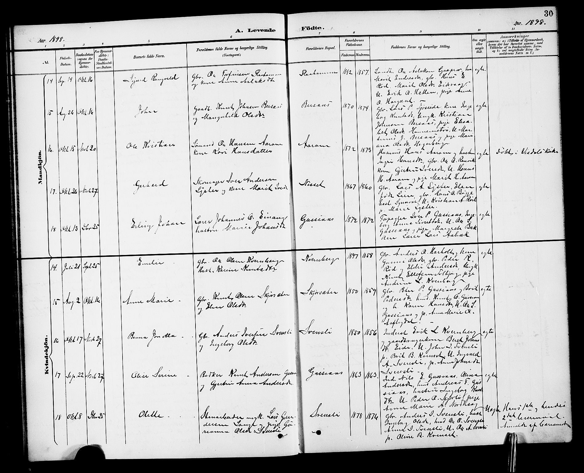 Ministerialprotokoller, klokkerbøker og fødselsregistre - Møre og Romsdal, AV/SAT-A-1454/551/L0632: Parish register (copy) no. 551C04, 1894-1920, p. 30