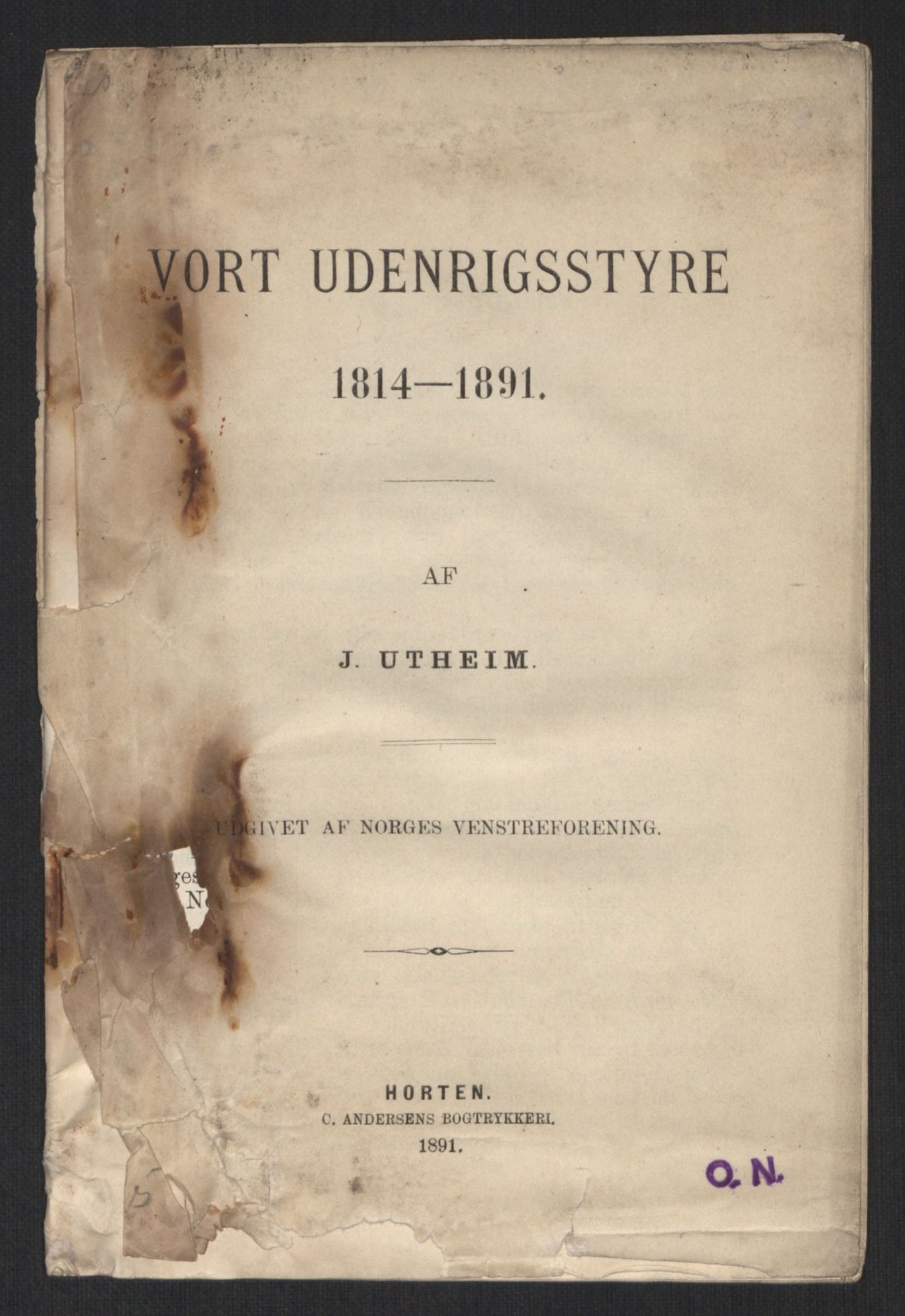 Venstres Hovedorganisasjon, RA/PA-0876/X/L0001: De eldste skrifter, 1860-1936, p. 544
