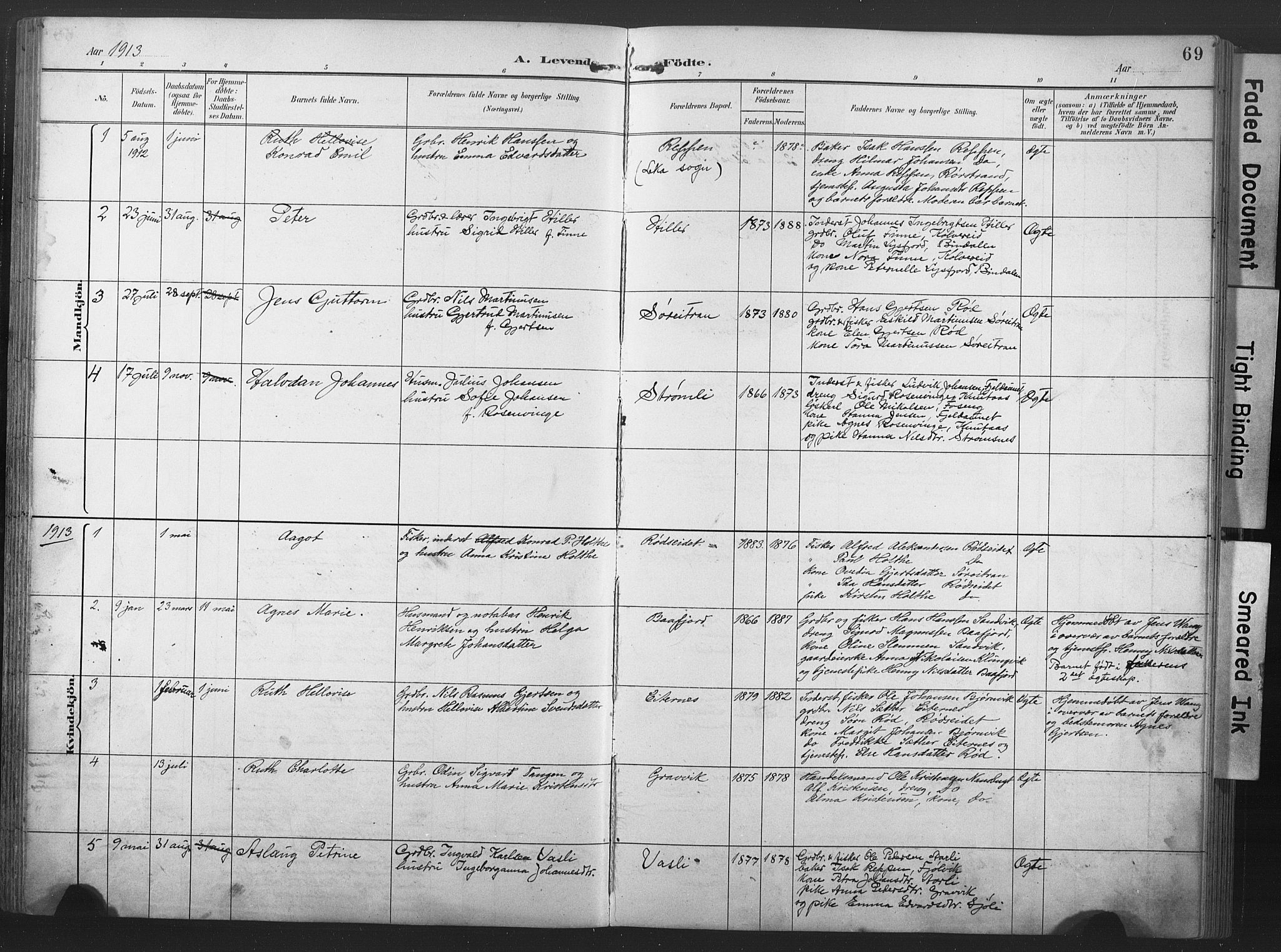 Ministerialprotokoller, klokkerbøker og fødselsregistre - Nord-Trøndelag, SAT/A-1458/789/L0706: Parish register (copy) no. 789C01, 1888-1931, p. 69
