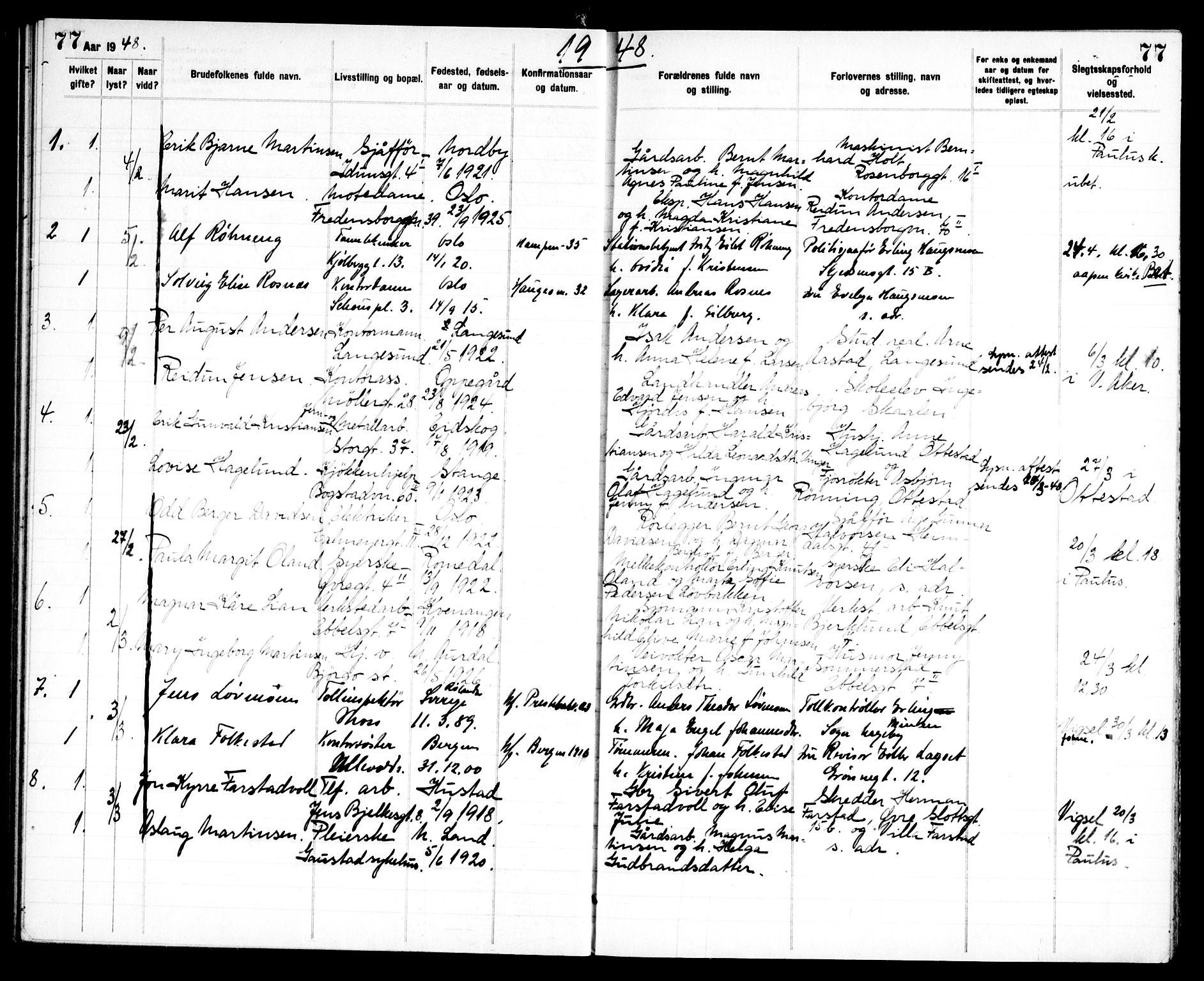 Jakob prestekontor Kirkebøker, AV/SAO-A-10850/H/Ha/L0002: Banns register no. 2, 1917-1952, p. 77