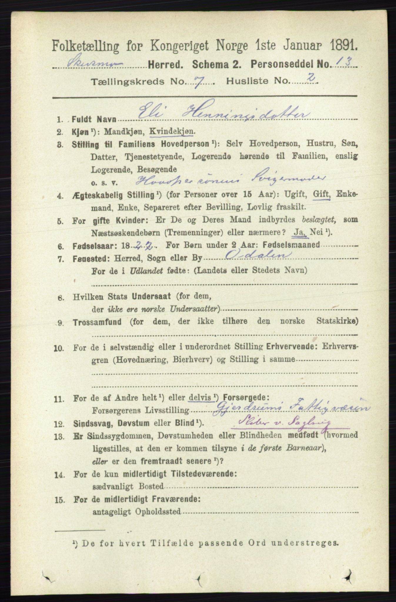RA, 1891 census for 0231 Skedsmo, 1891, p. 3360