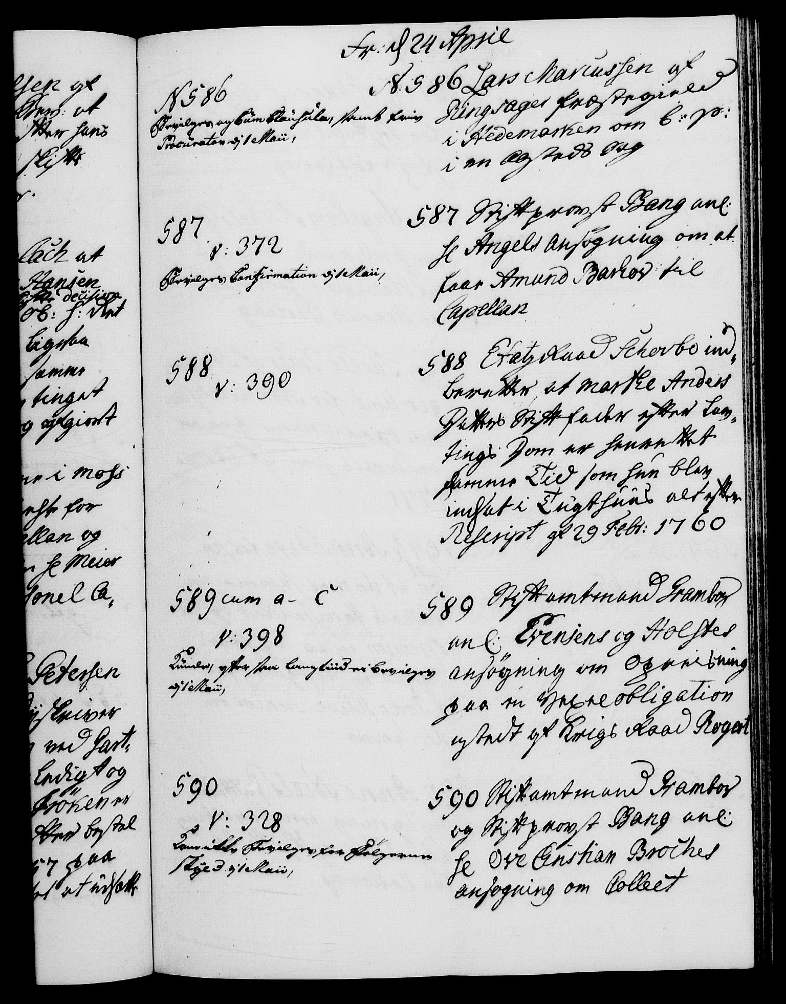 Danske Kanselli 1572-1799, AV/RA-EA-3023/I/Ia/L0002: 3. departements journal, 1772