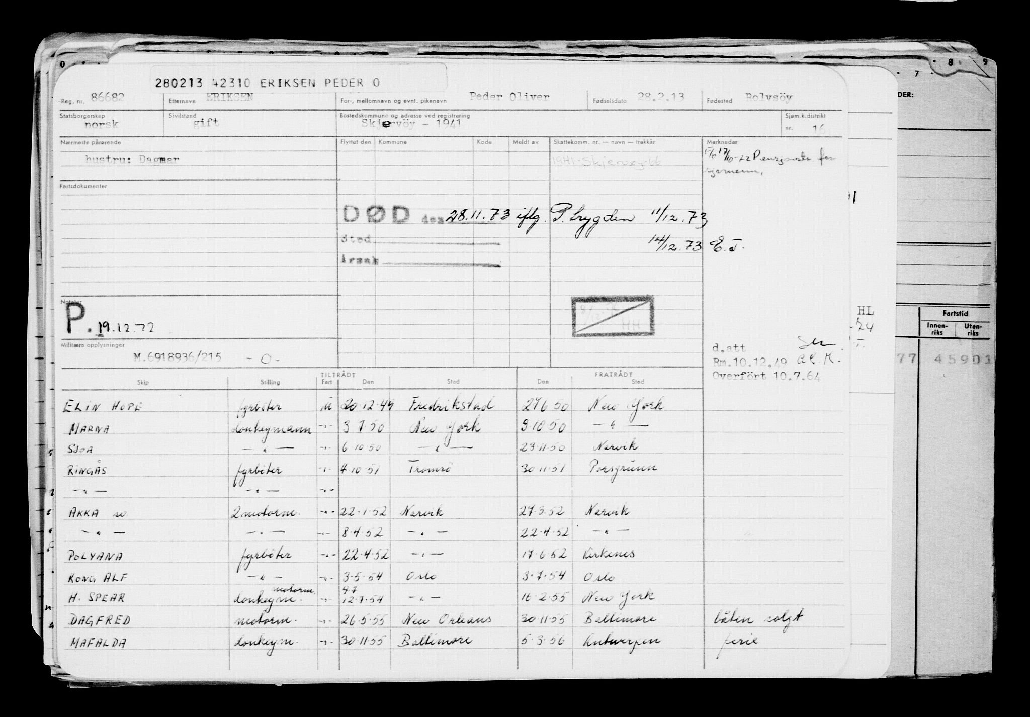 Direktoratet for sjømenn, RA/S-3545/G/Gb/L0110: Hovedkort, 1913, p. 791