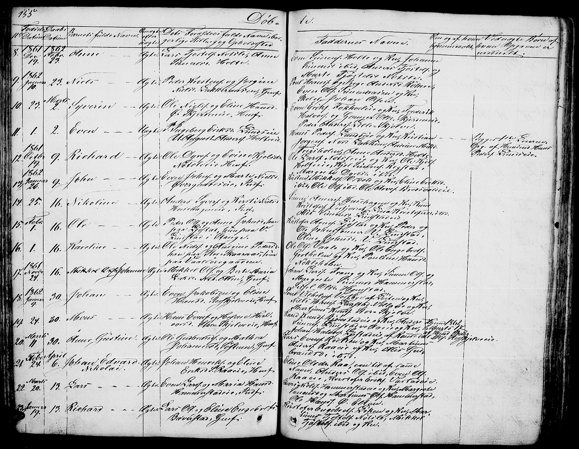 Stange prestekontor, SAH/PREST-002/L/L0003: Parish register (copy) no. 3, 1840-1864, p. 155