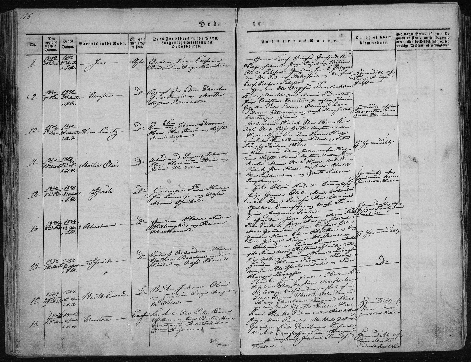 Sannidal kirkebøker, SAKO/A-296/F/Fa/L0006: Parish register (official) no. 6, 1831-1847, p. 126