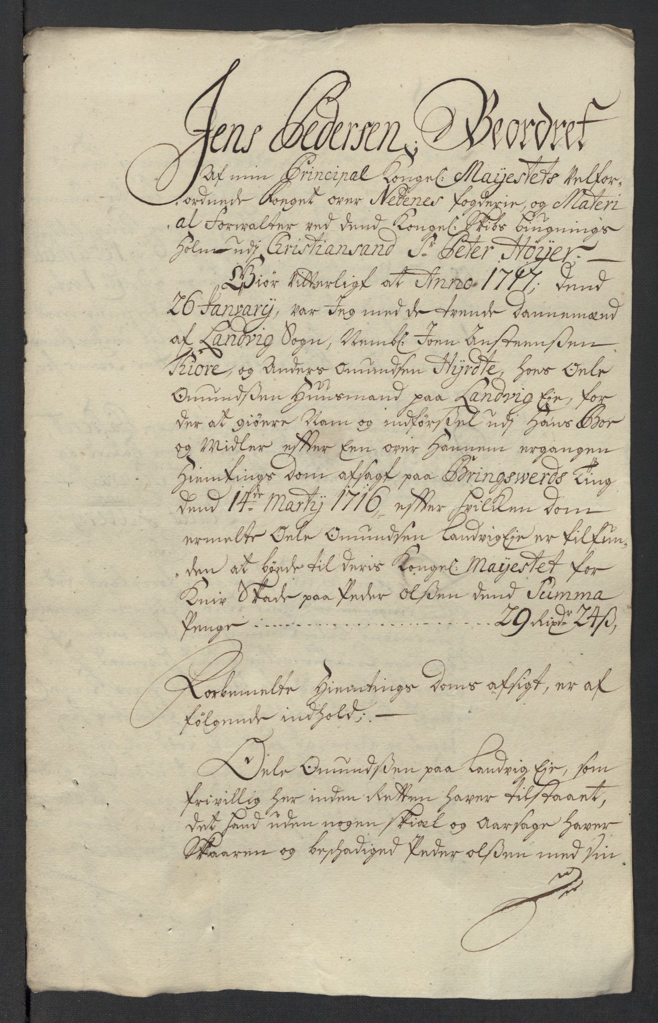 Rentekammeret inntil 1814, Reviderte regnskaper, Fogderegnskap, AV/RA-EA-4092/R39/L2325: Fogderegnskap Nedenes, 1716, p. 236