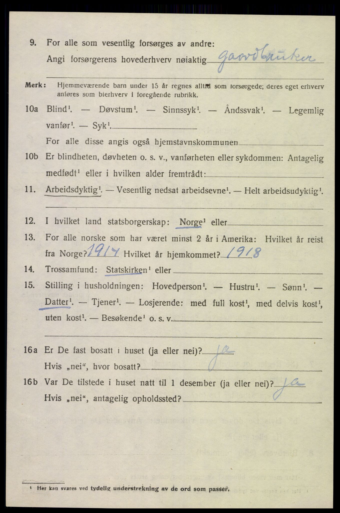 SAK, 1920 census for Sør-Audnedal, 1920, p. 6576