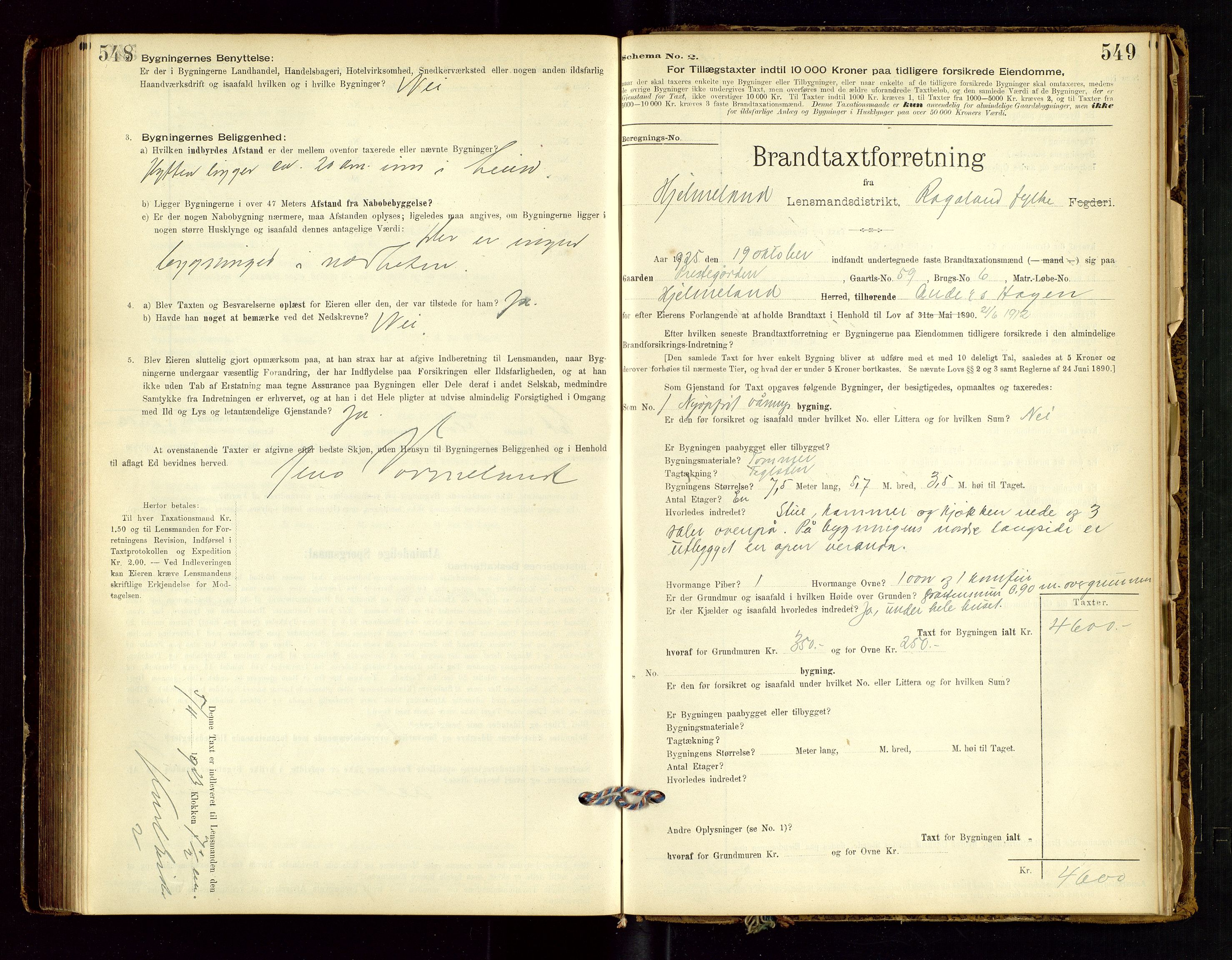 Hjelmeland lensmannskontor, SAST/A-100439/Gob/L0001: "Brandtaxationsprotokol", 1895-1932, p. 548-549