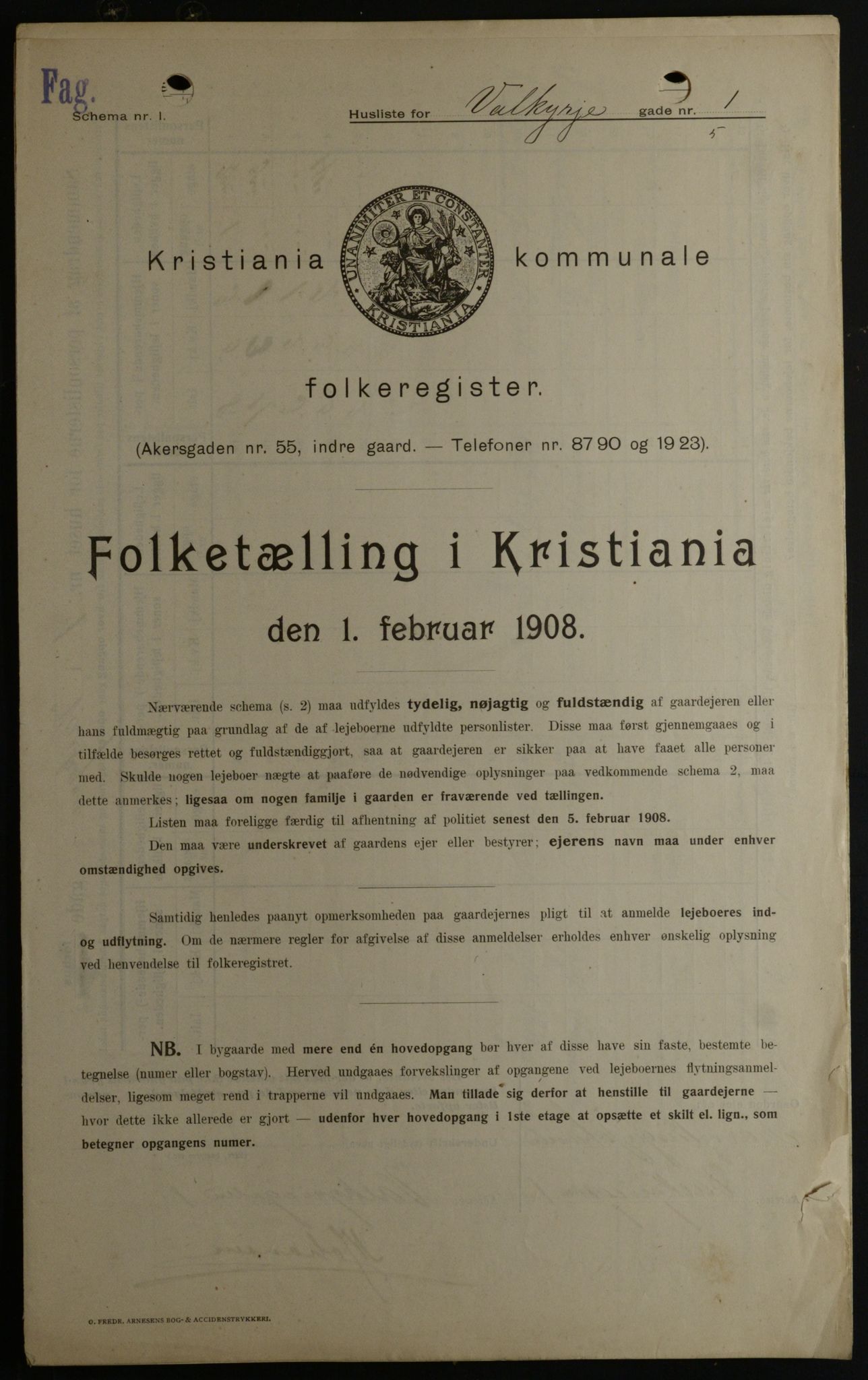 OBA, Municipal Census 1908 for Kristiania, 1908, p. 109167