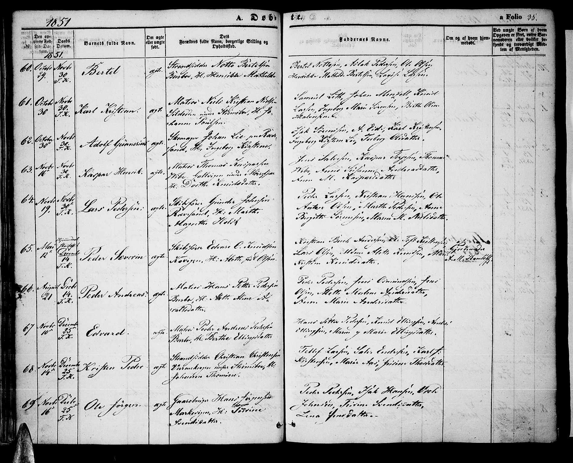 Tromøy sokneprestkontor, AV/SAK-1111-0041/F/Fa/L0005: Parish register (official) no. A 5, 1847-1856, p. 35