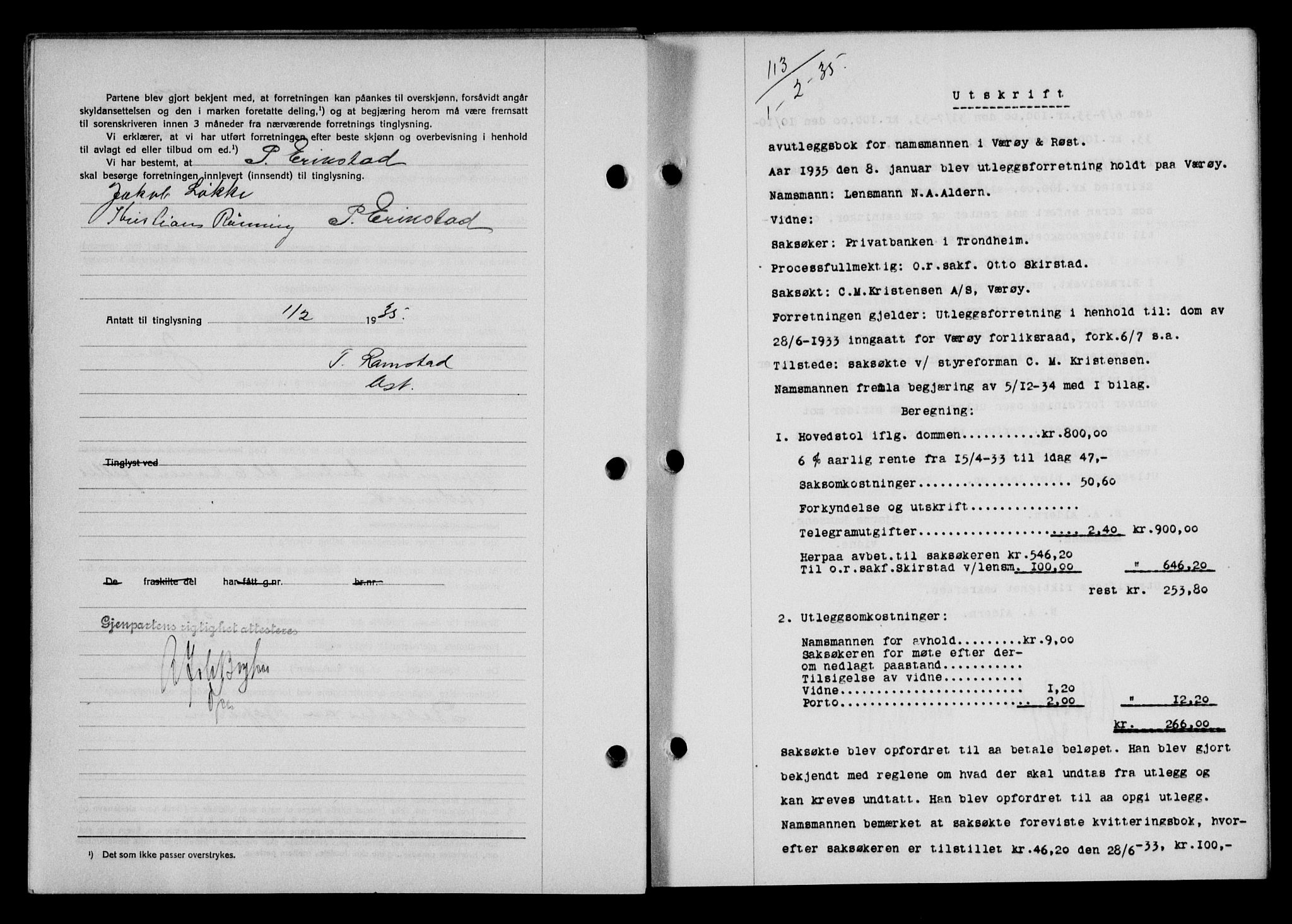 Lofoten sorenskriveri, SAT/A-0017/1/2/2C/L0031b: Mortgage book no. 31b, 1935-1935, Deed date: 01.02.1935