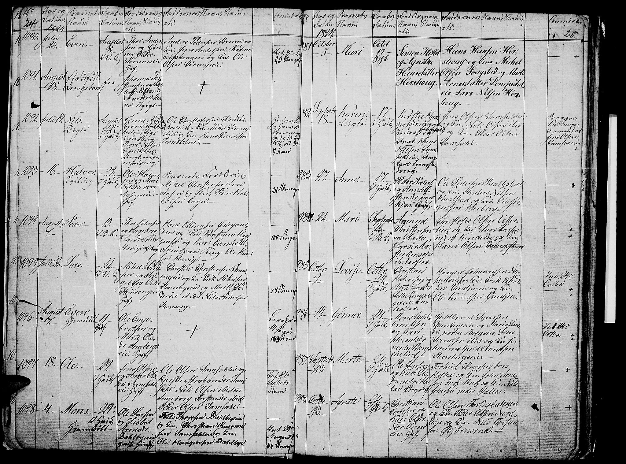 Ringsaker prestekontor, AV/SAH-PREST-014/L/La/L0003: Parish register (copy) no. 3, 1824-1826, p. 24-25