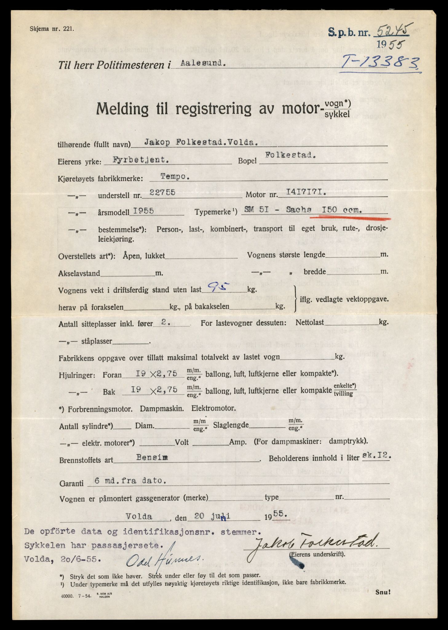 Møre og Romsdal vegkontor - Ålesund trafikkstasjon, AV/SAT-A-4099/F/Fe/L0039: Registreringskort for kjøretøy T 13361 - T 13530, 1927-1998, p. 357