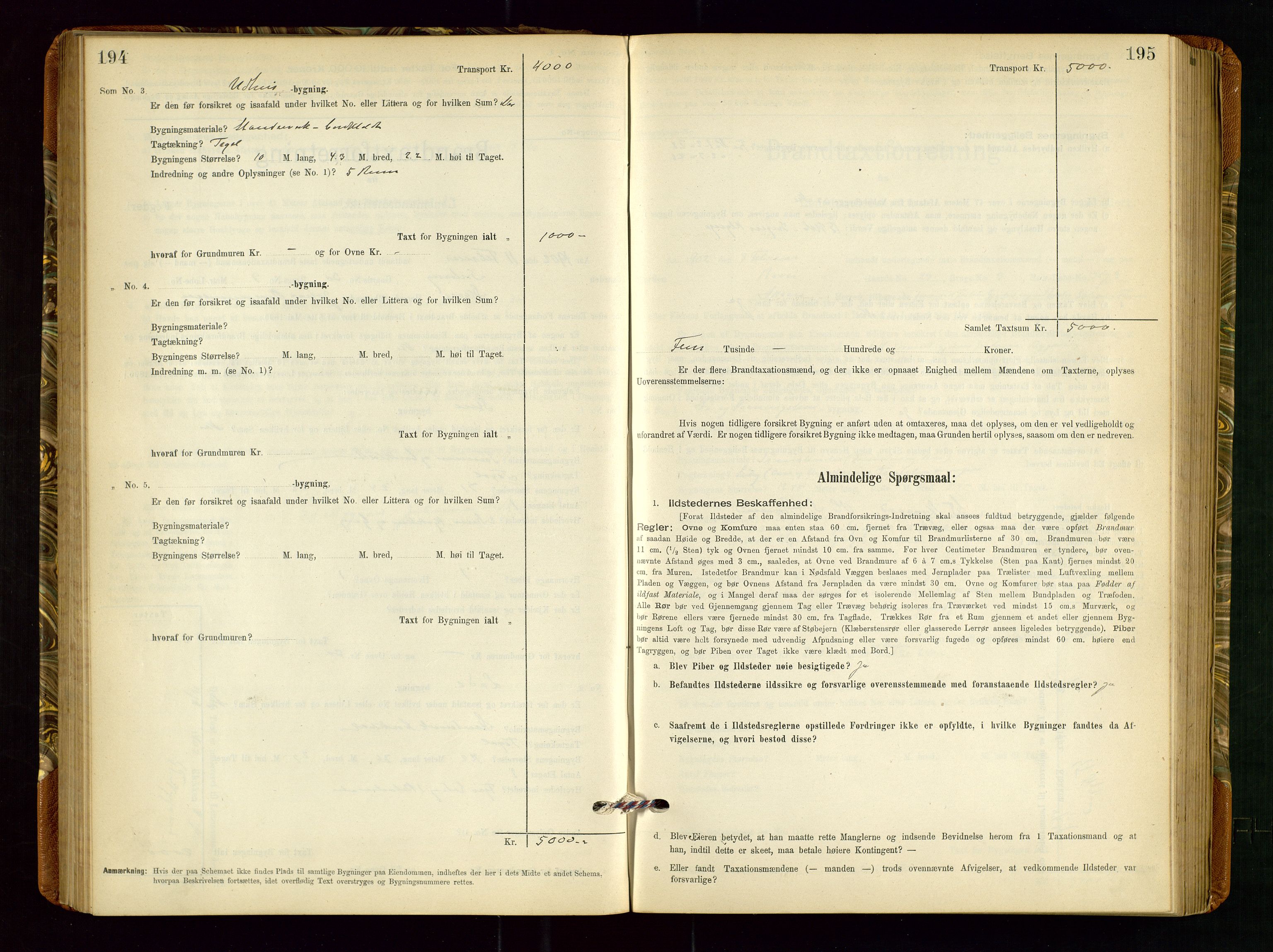 Torvestad lensmannskontor, AV/SAST-A-100307/1/Gob/L0002: "Brandtakstprotokol for Lensmanden i Torvestad", 1900-1905, p. 194-195