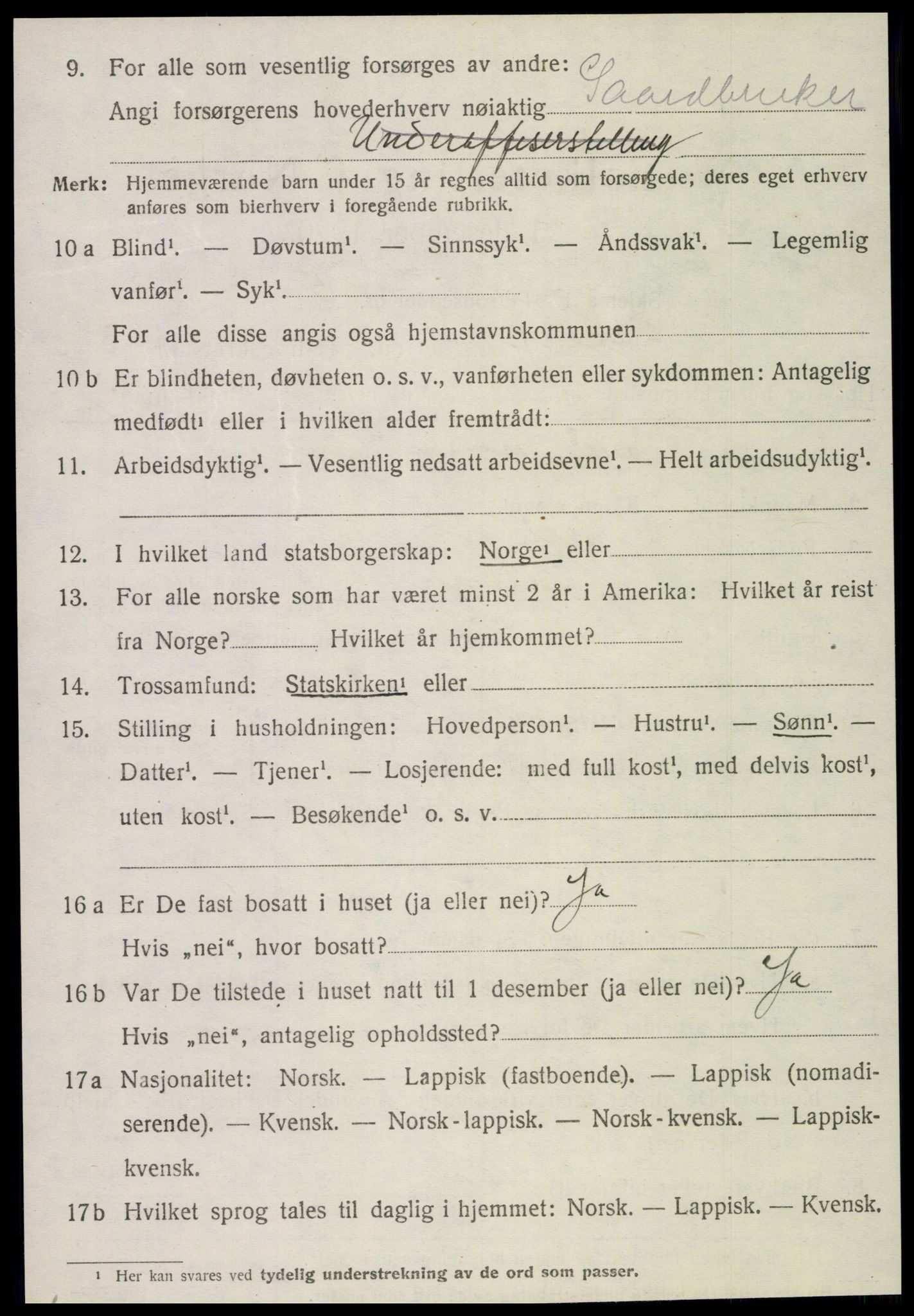 SAT, 1920 census for Flatanger, 1920, p. 2173