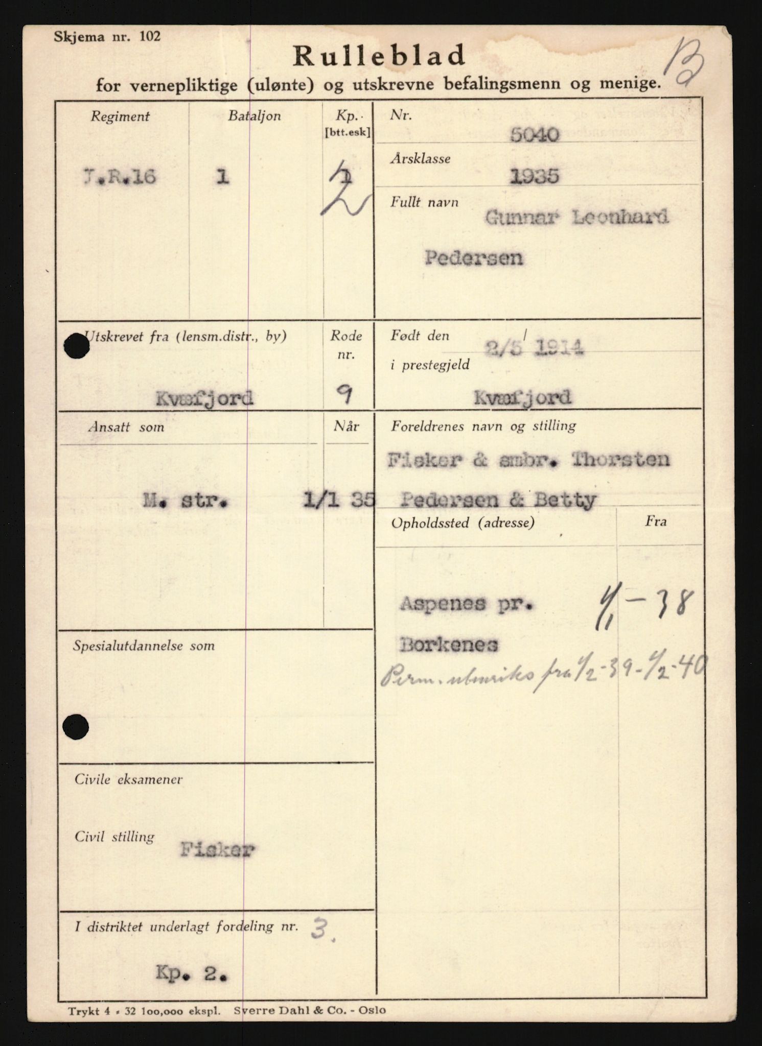 Forsvaret, Troms infanteriregiment nr. 16, AV/RA-RAFA-3146/P/Pa/L0019: Rulleblad for regimentets menige mannskaper, årsklasse 1935, 1935, p. 1005