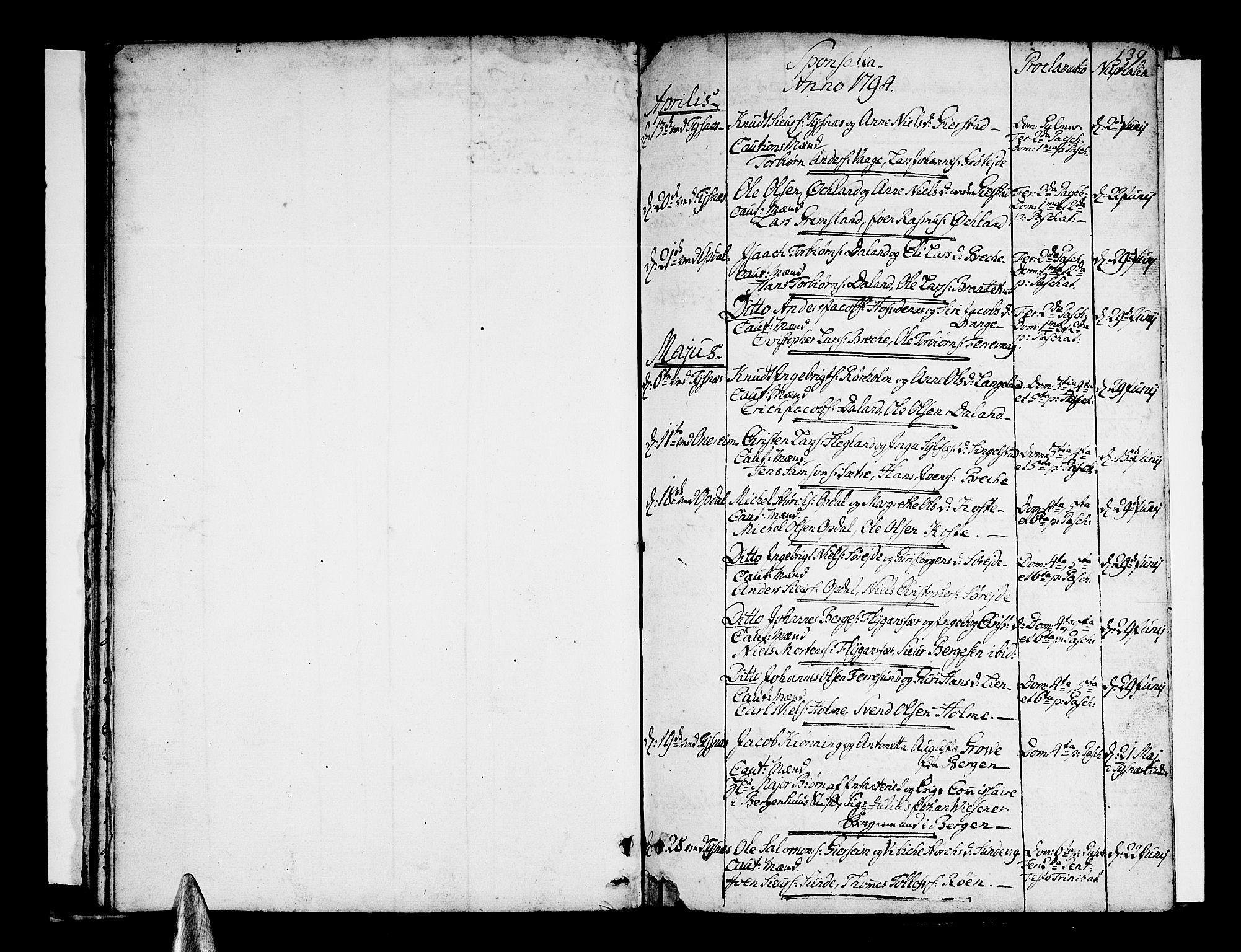 Tysnes sokneprestembete, SAB/A-78601/H/Haa: Parish register (official) no. A 2 /1, 1732-1804, p. 139